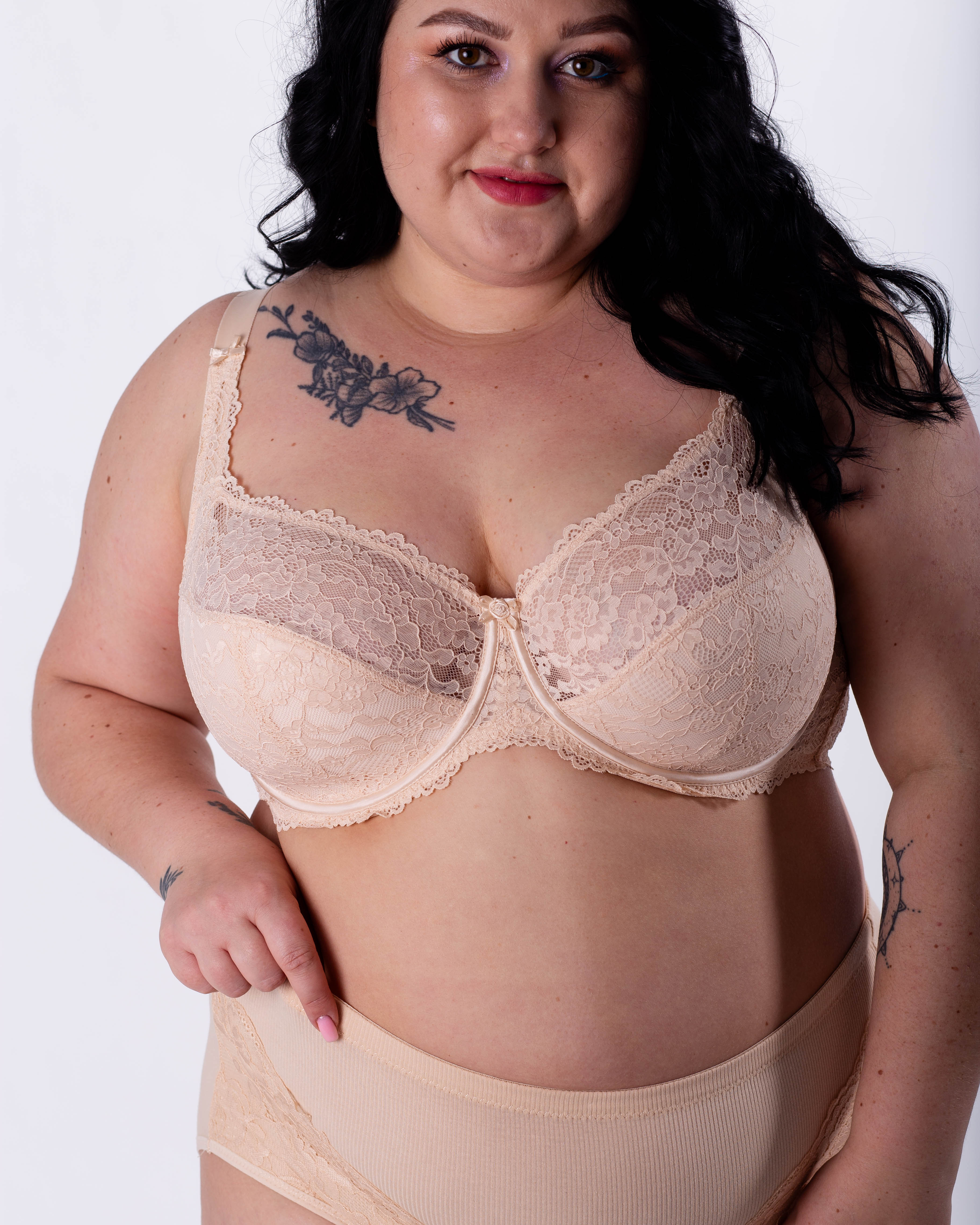Бюстгальтер мереживний м'яка чашка на тонкому поролоні Lanny mode 11676 бежевий 11676-7