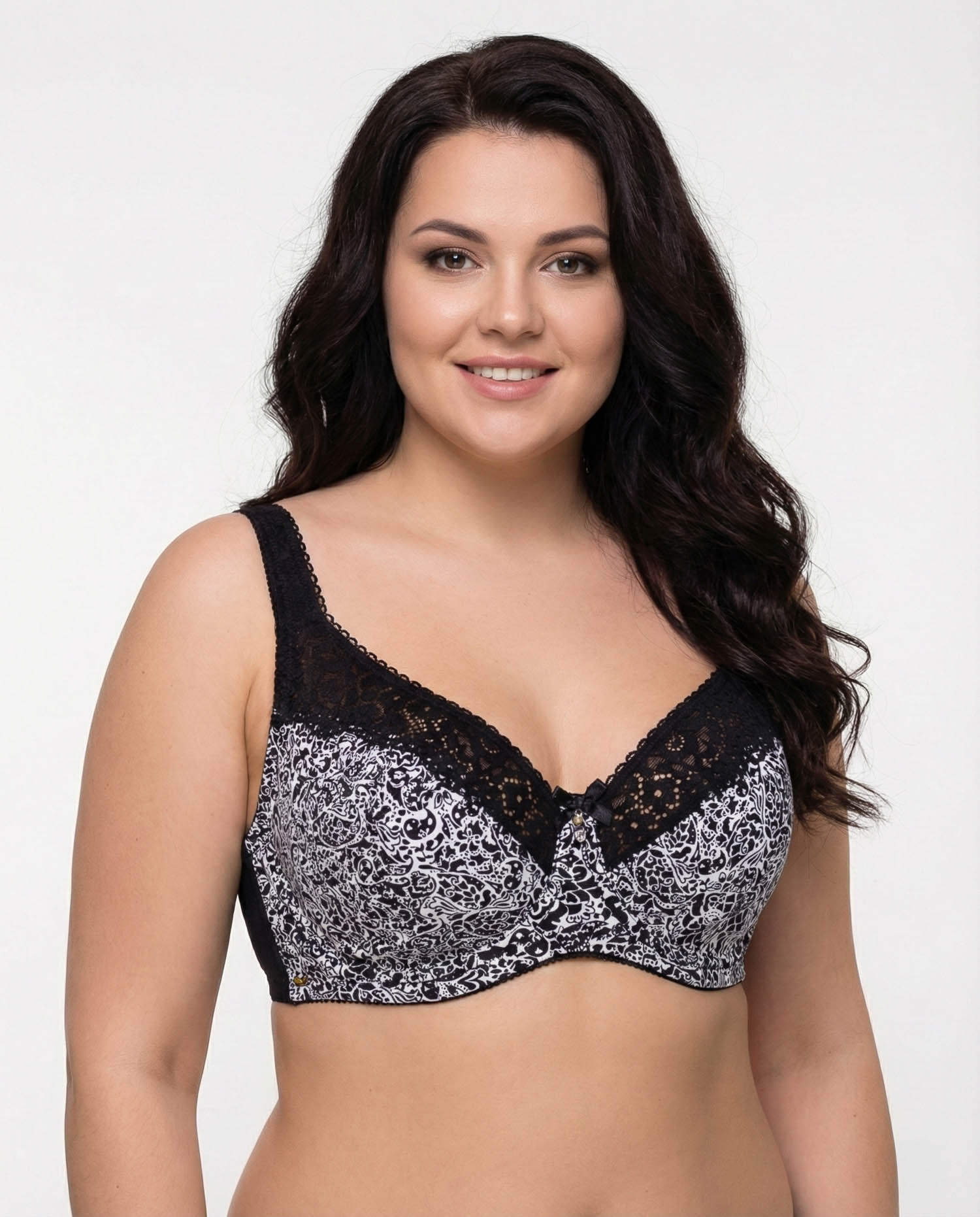 Бюстгальтер бавовняний з м'якою чашкою Lanny mode 11848 чорний з білим 11848-4