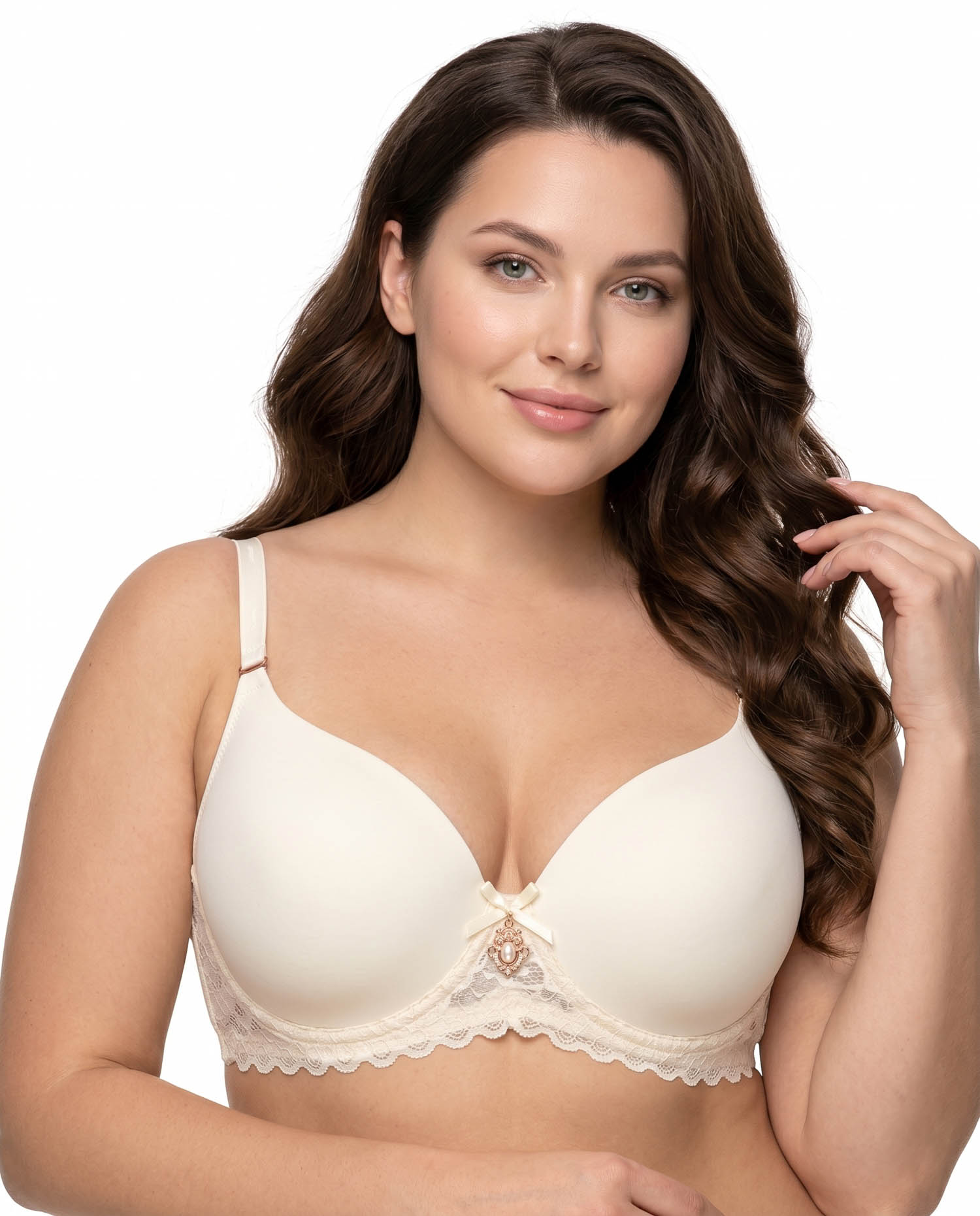 Бюстгальтер гладка чашка зі знімною портупеєю тонкий поролон Milasi 1577 бежевий 5598-1