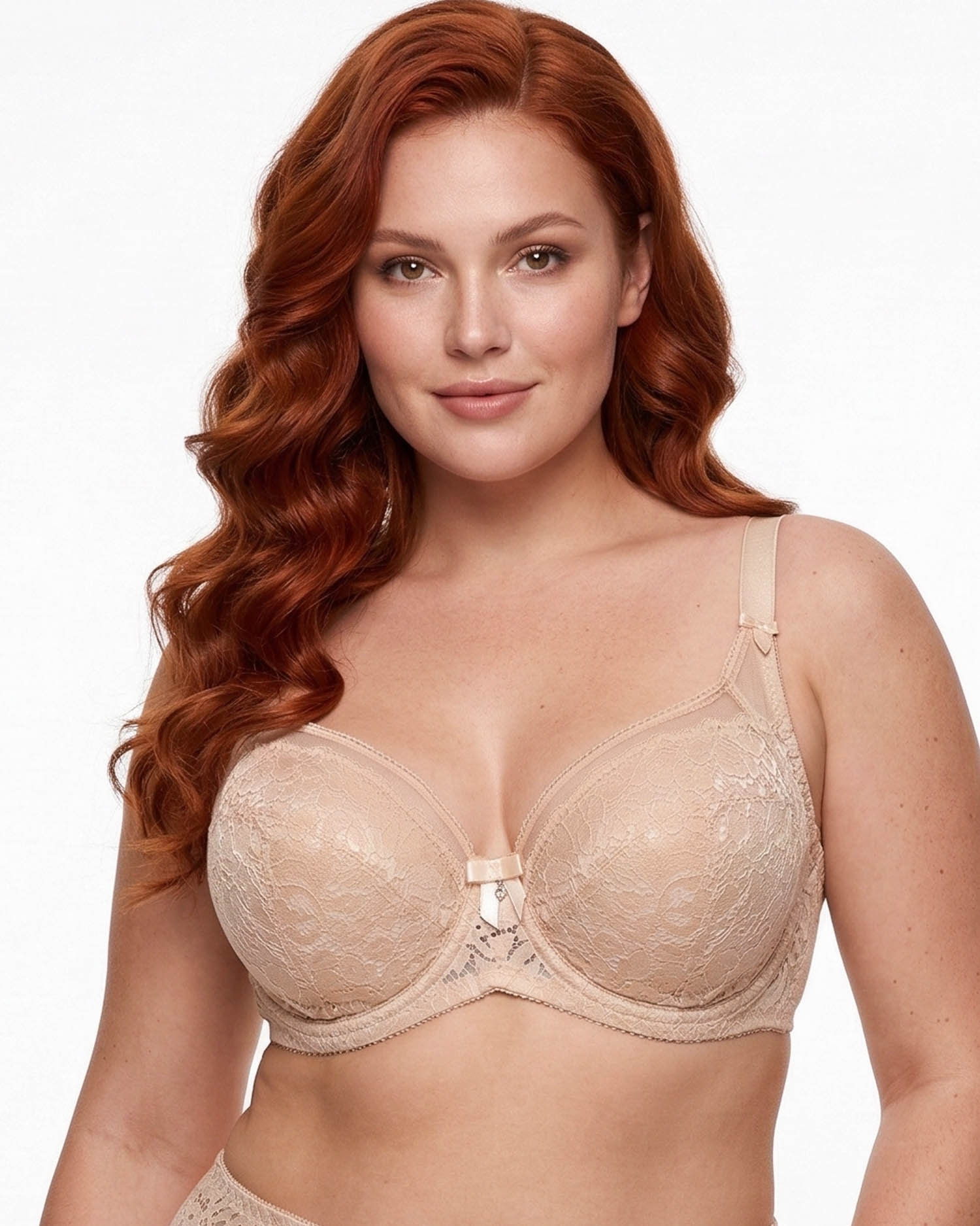 Бюстгальтер мереживний на тонкому ущільнювачі Weiyesi 18002 бежевий 5594-1