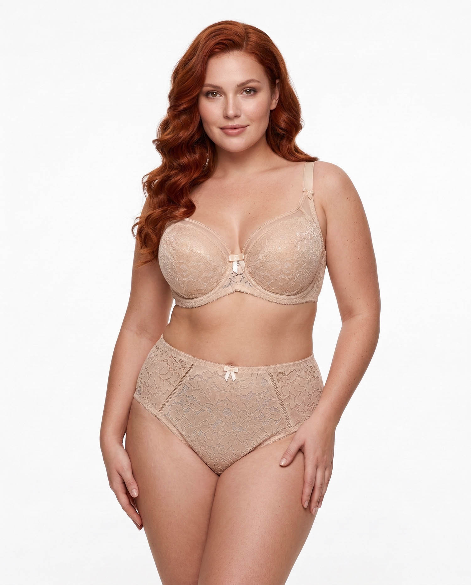 Бюстгальтер мереживний на тонкому ущільнювачі Weiyesi 18002 бежевий 5594-1