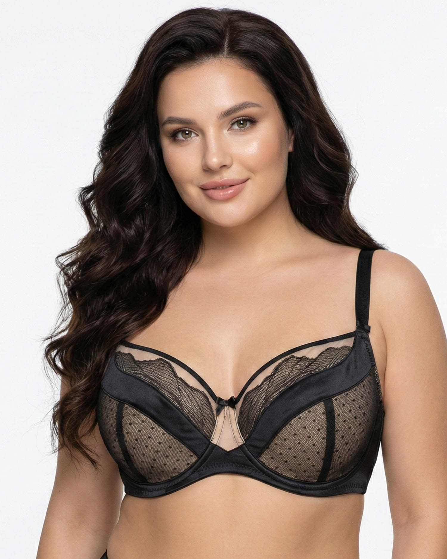 Бюстгальтер Wiwi атласний з сіткою та вишивкою 80012 чорний з бежевим 5589-3 Бюстгальтер Wiwi атласний з сіткою та вишивкою 80012 чорний з бежевим 5589-3