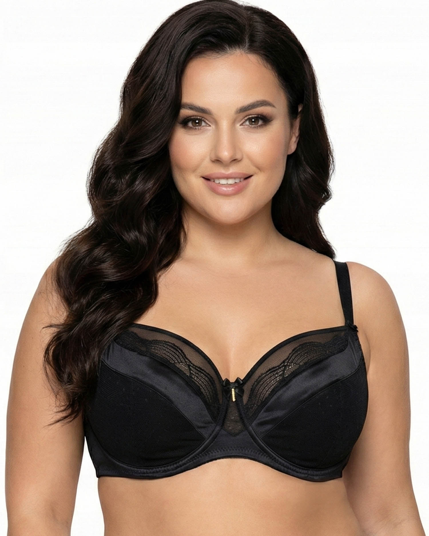 Бюстгальтер Wiwi атласний з сіткою та вишивкою 80012 чорний 5589-4 Бюстгальтер Wiwi атласний з сіткою та вишивкою 80012 чорний 5589-4