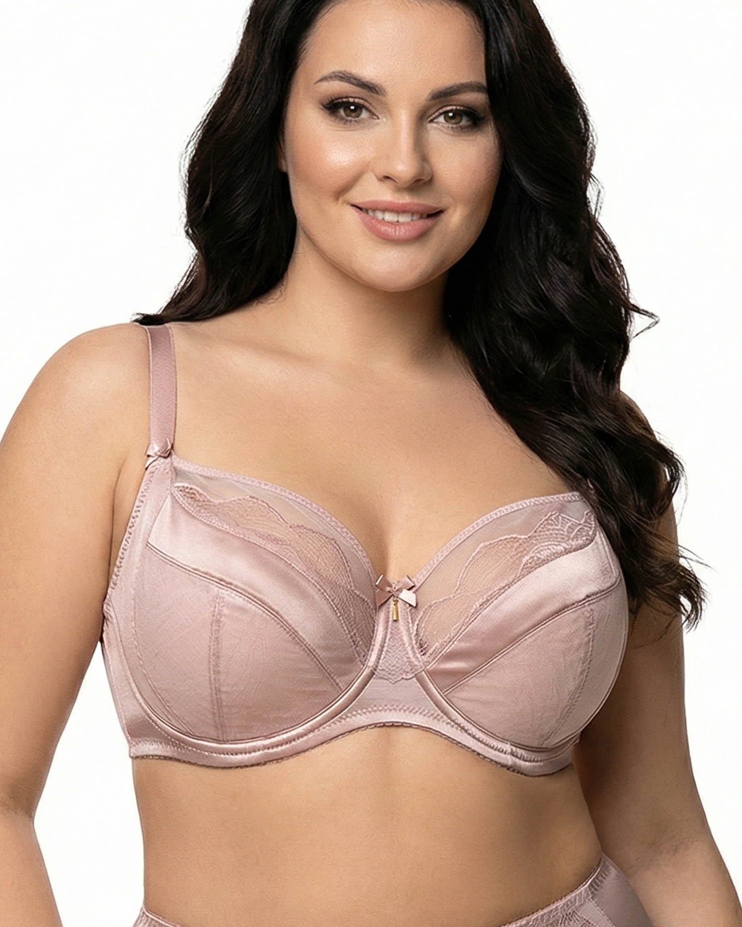 Бюстгальтер Wiwi атласний з сіткою та вишивкою 80012 пудра 5589-1 Бюстгальтер Wiwi атласний з сіткою та вишивкою 80012 пудра 5589-1