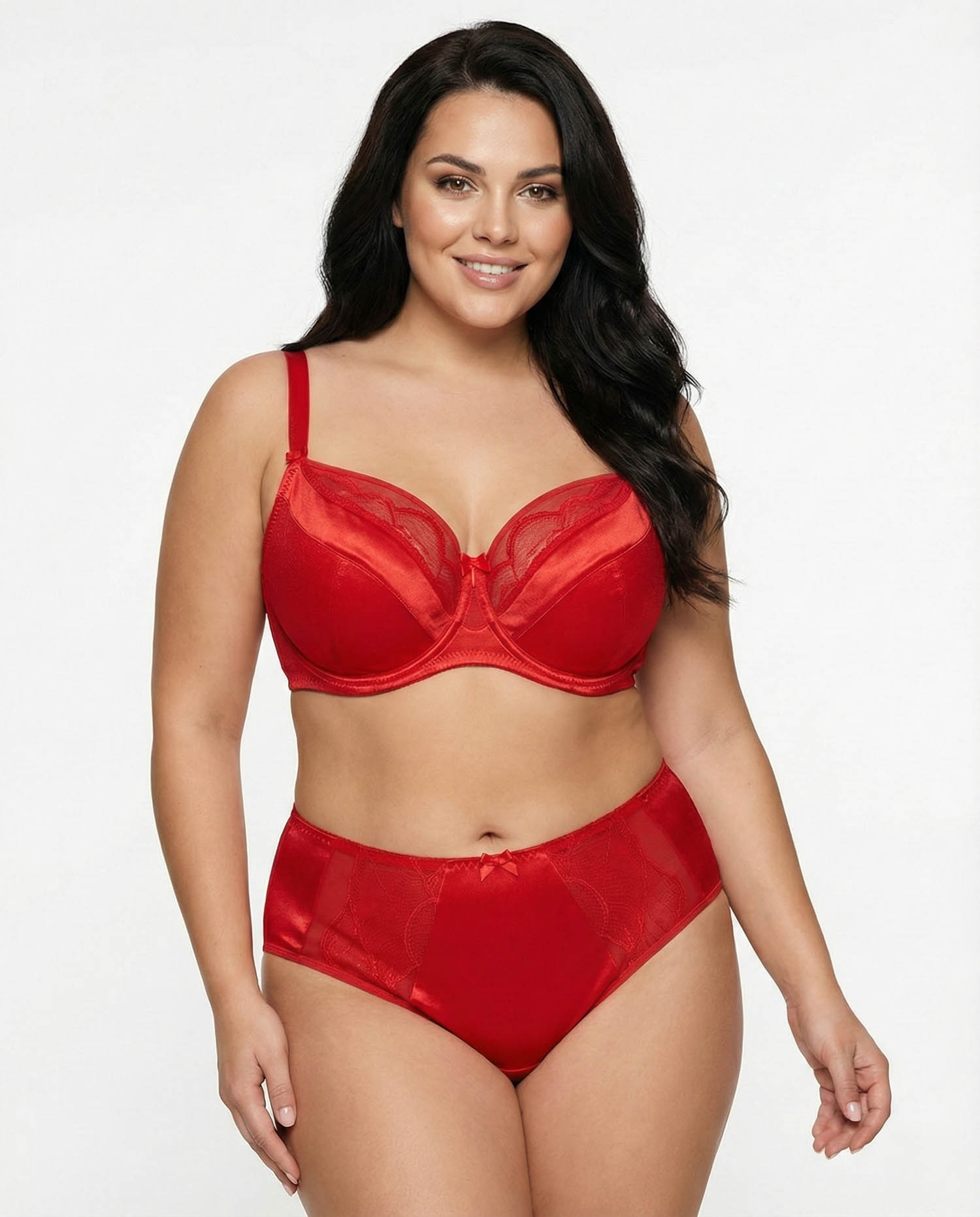 Бюстгальтер Wiwi атласний з сіткою та вишивкою 80012 червоний 5589-2