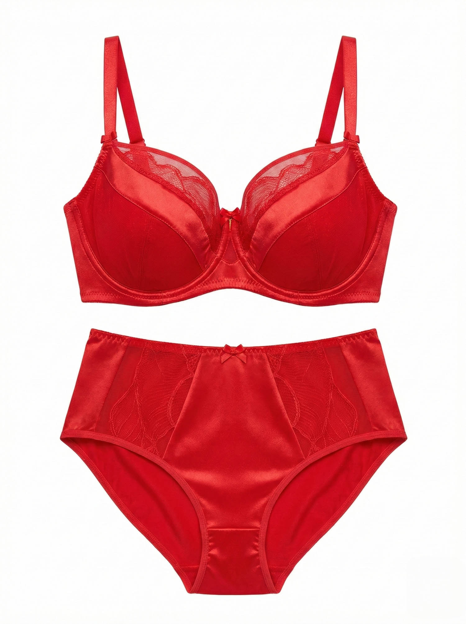 Бюстгальтер Wiwi атласний з сіткою та вишивкою 80012 червоний 5589-2