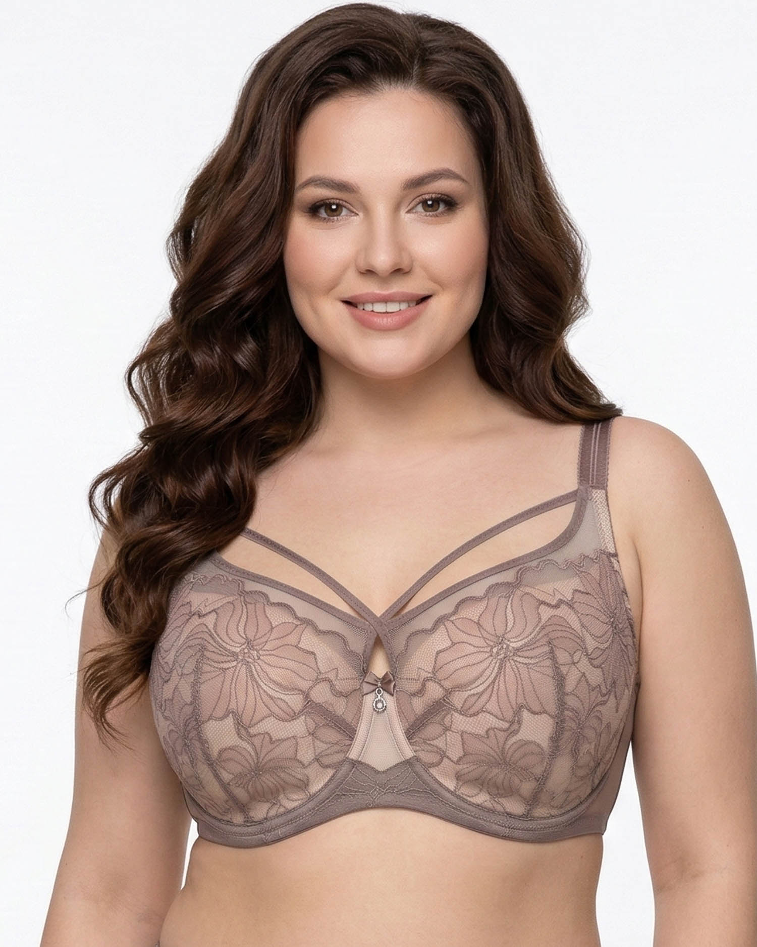 Бюстгальтер мереживний на тонкому ущільнювачі Wiwi 80013 пудра 5595-1