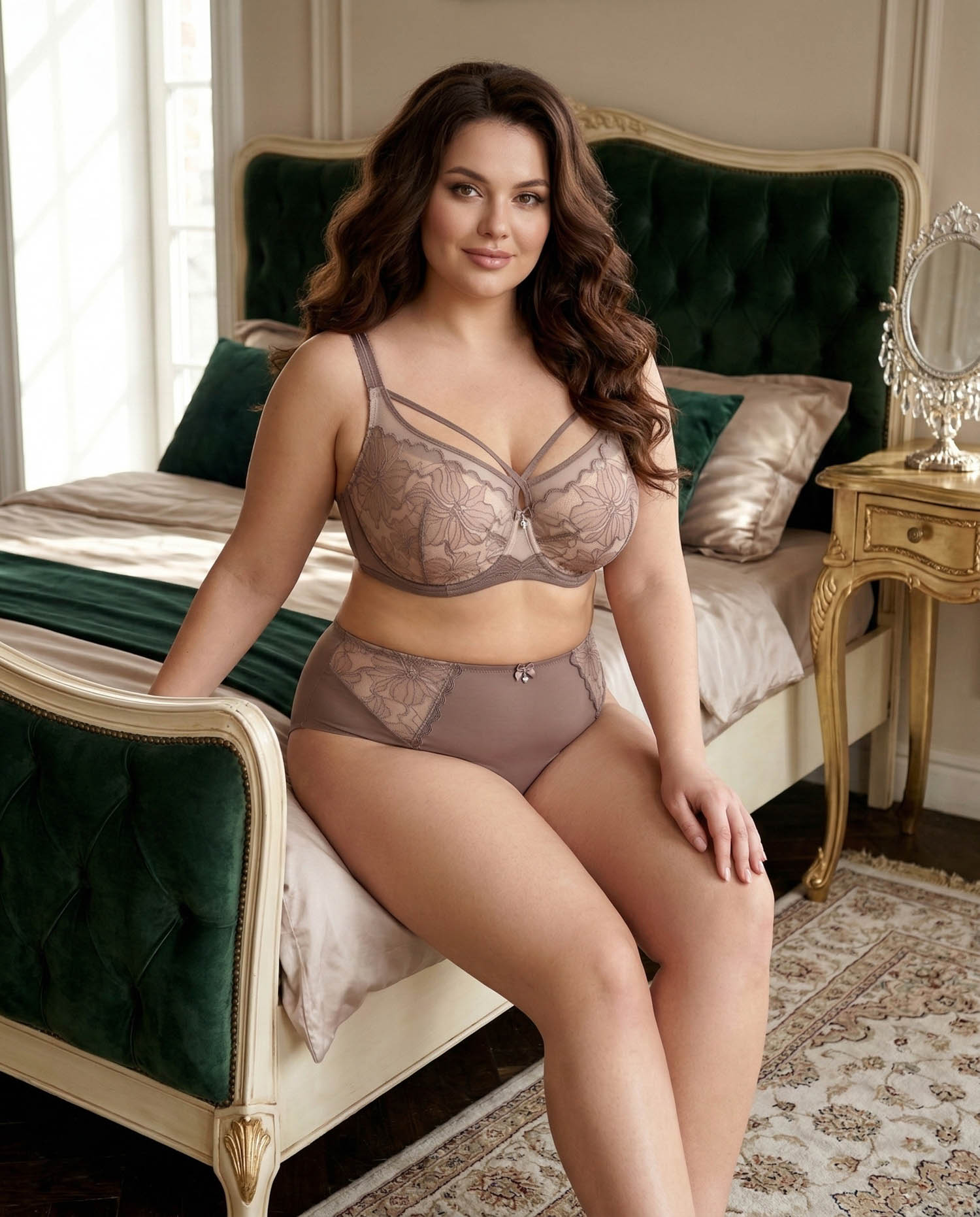 Бюстгальтер мереживний на тонкому ущільнювачі Wiwi 80013 пудра 5595-1