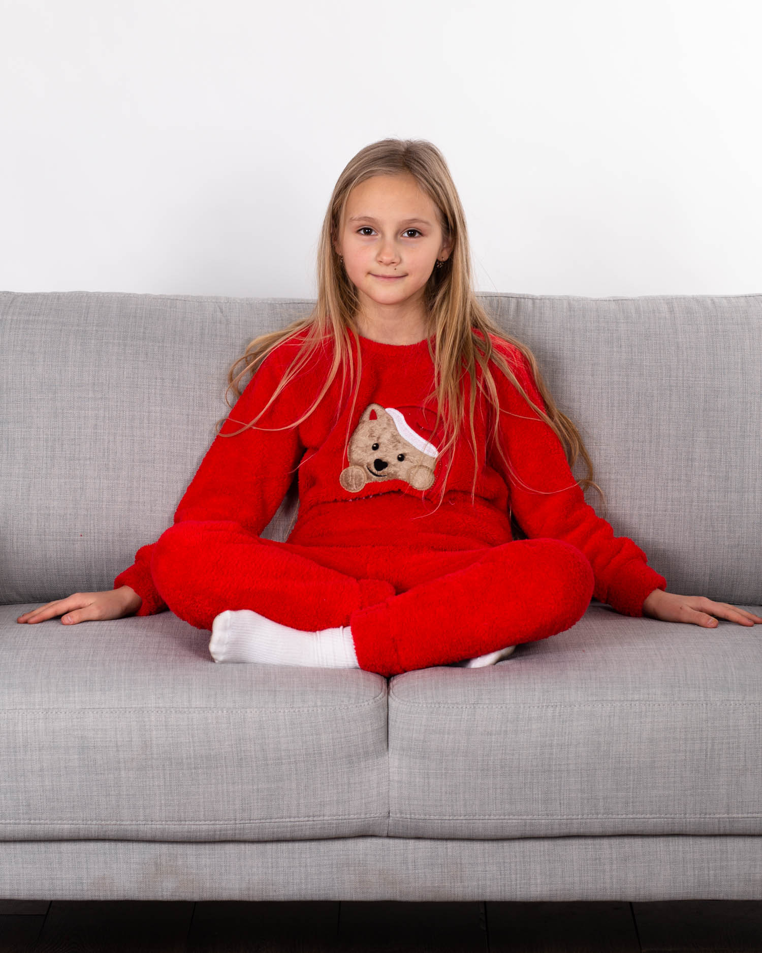 Тепла дитяча піжама для дівчинки Mini Moon 1081 червона 9010-1