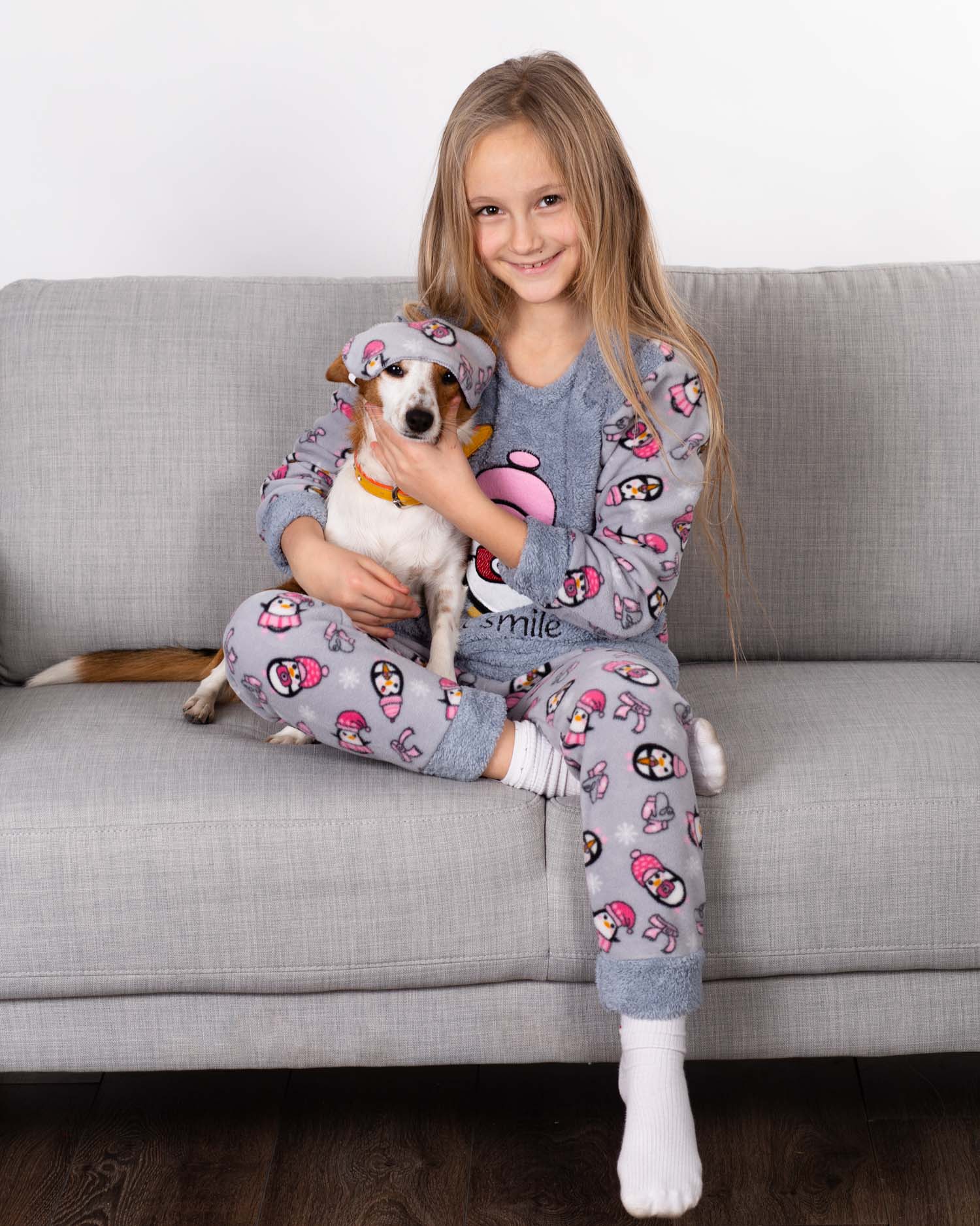 Тепла дитяча піжама для дівчинки Mini Moon 5002 сіра 9012-1