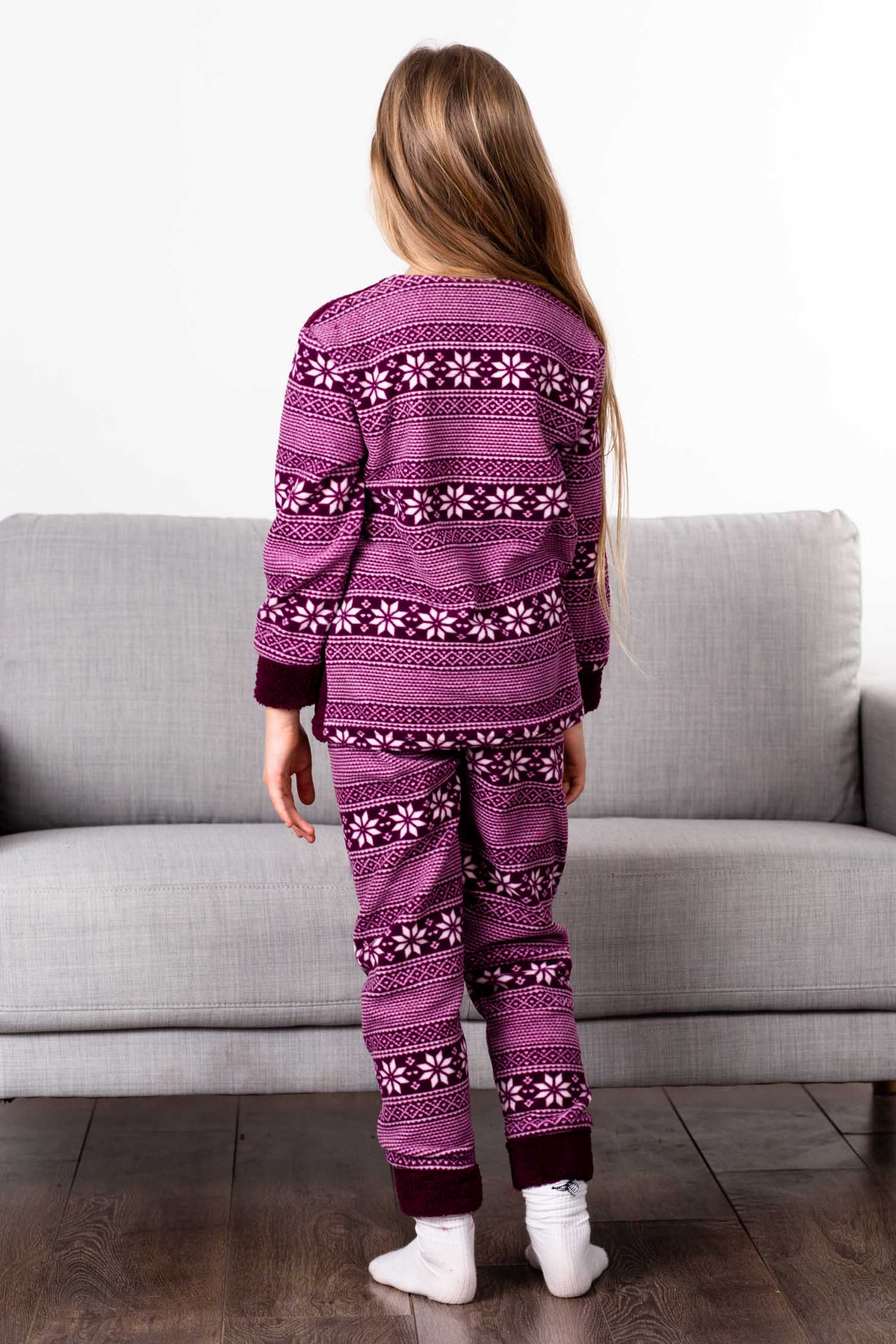 Тепла дитяча піжама для дівчинки Mini Moon 5077 марсала 9011-1