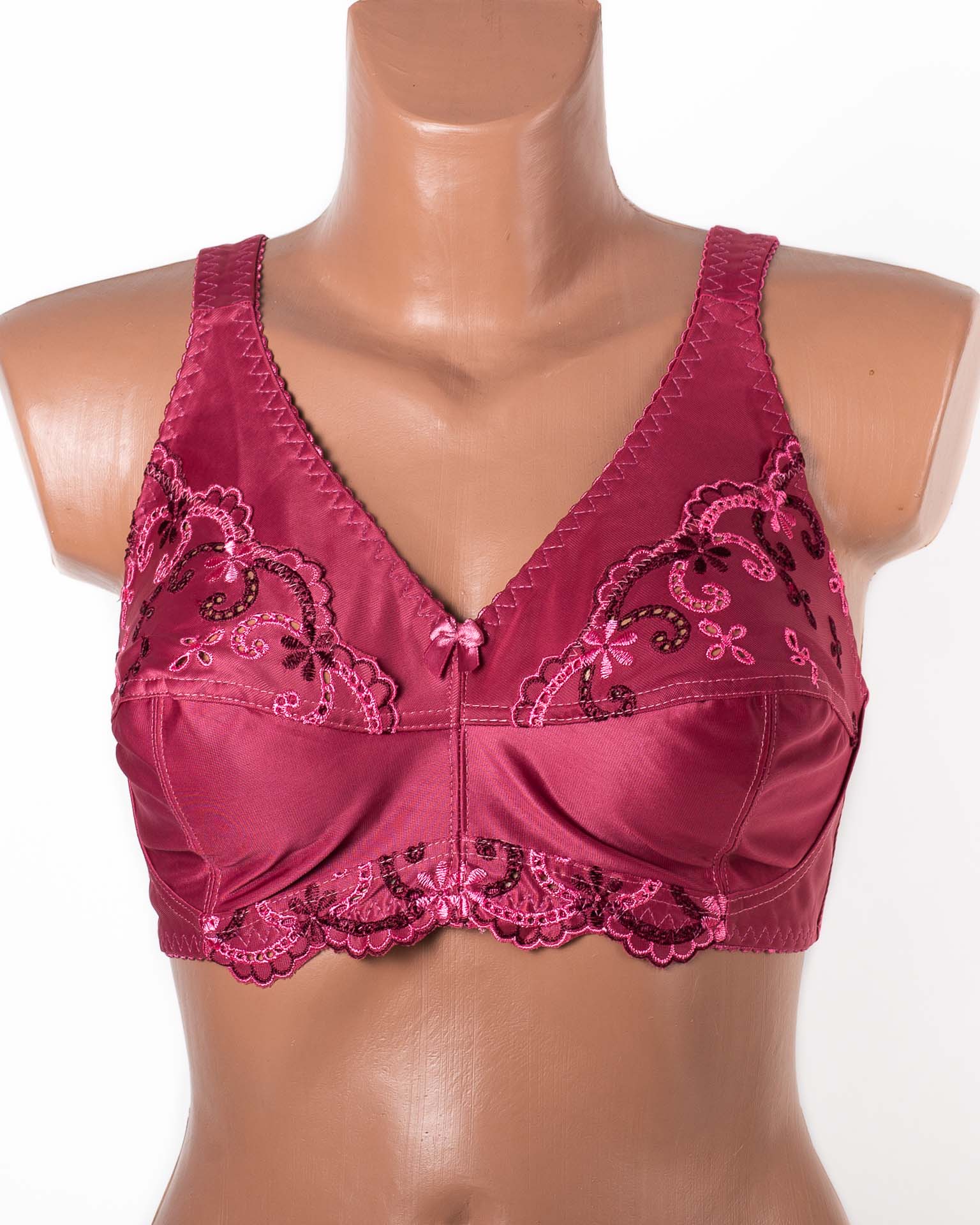 Бюстгальтер з вишивкою без кісточок Jeiccina 2669 малиновий 5258-5