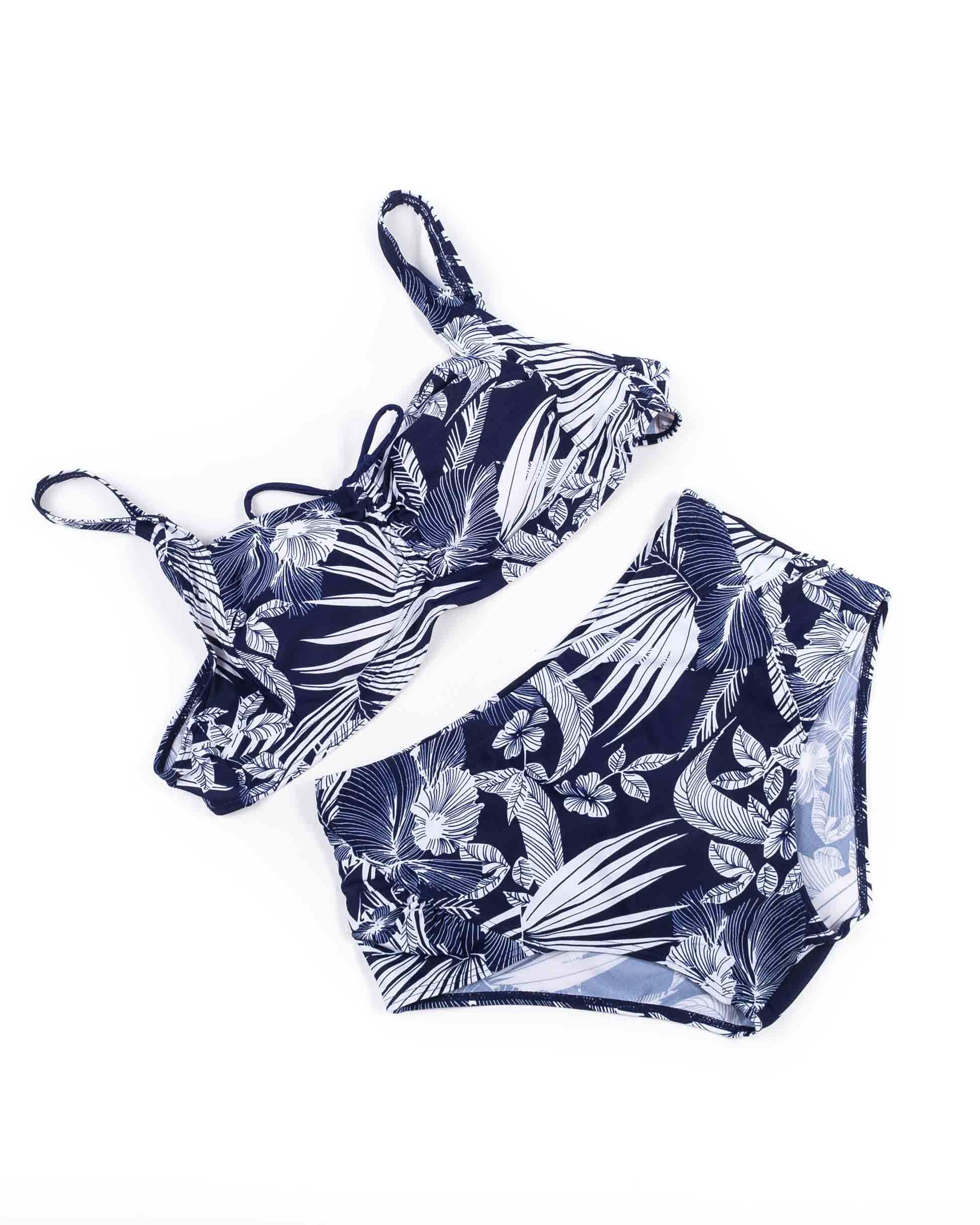 Купальник роздільний м'яка чашка з поролоновою вставкою Samegame 619 чашка С синій з білим 1011-4