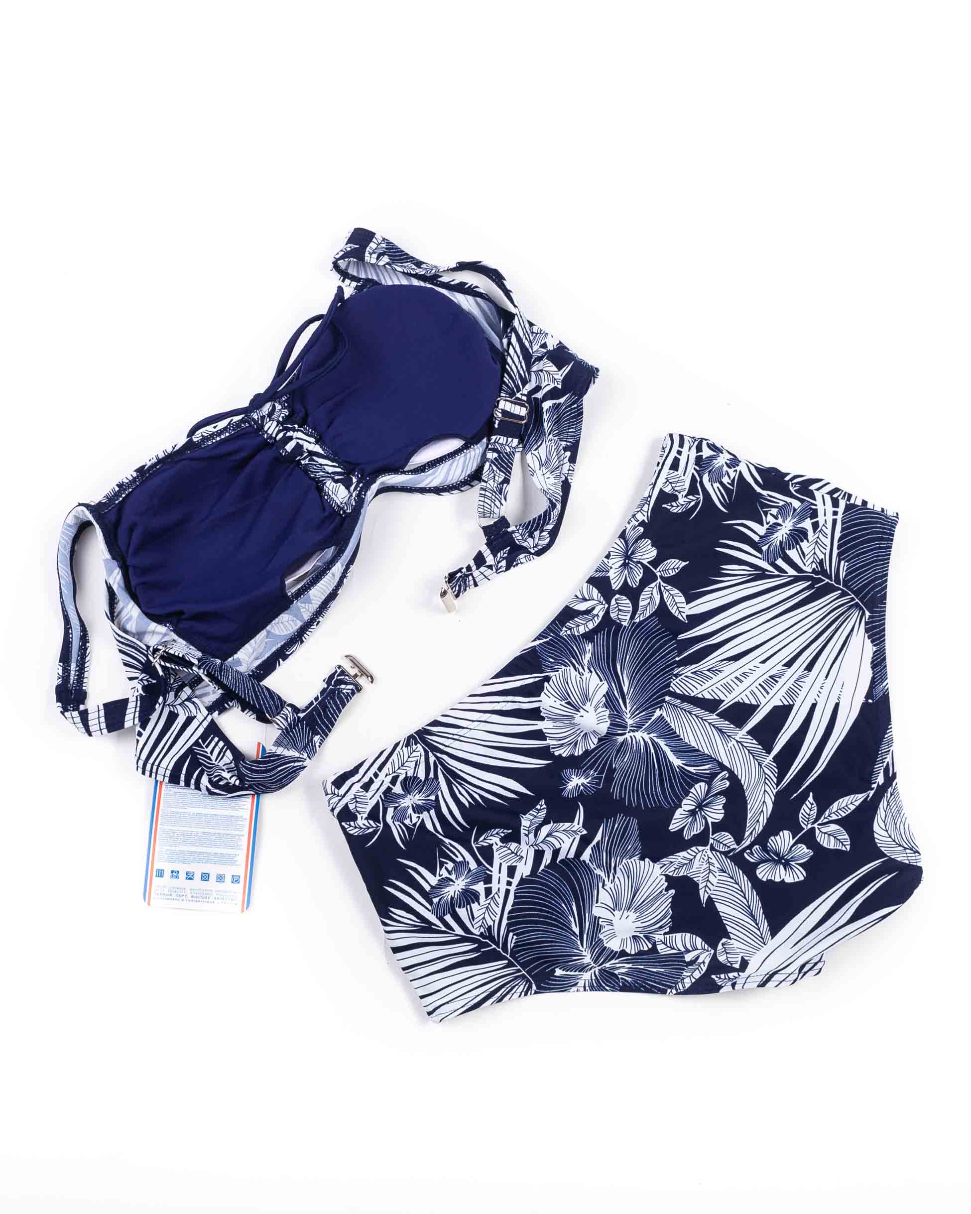 Купальник роздільний м'яка чашка з поролоновою вставкою Samegame 619 чашка С синій з білим 1011-4