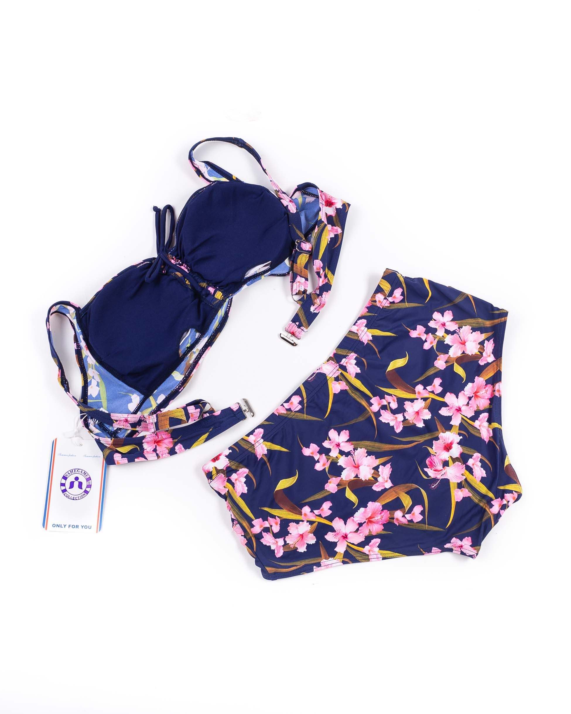 Купальник роздільний м'яка чашка з поролоновою вставкою Samegame 619 чашка С синій з рожевим 1011-6