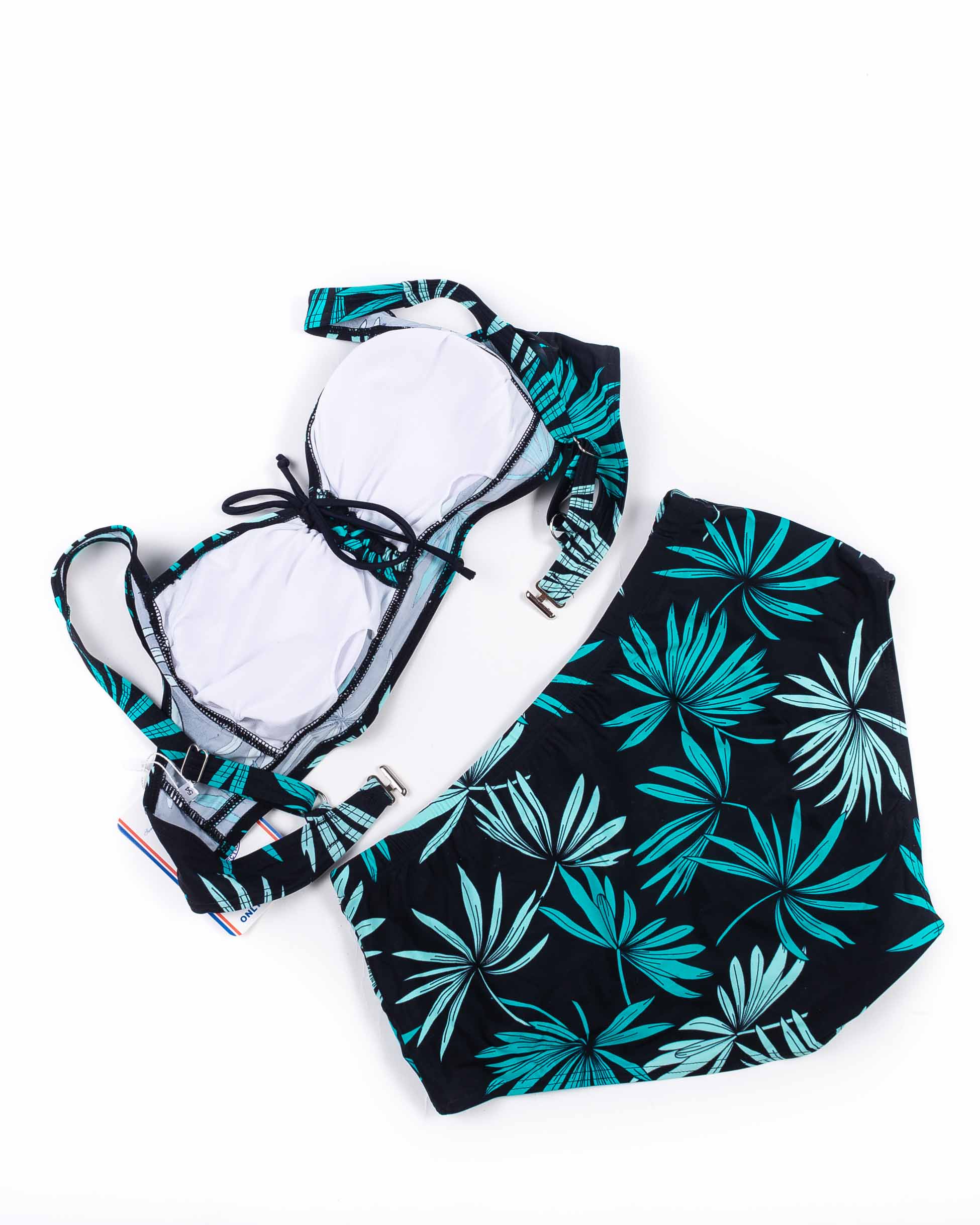 Купальник роздільний м'яка чашка з поролоновою вставкою Samegame 619 чашка С чорний з зеленим 1011-5