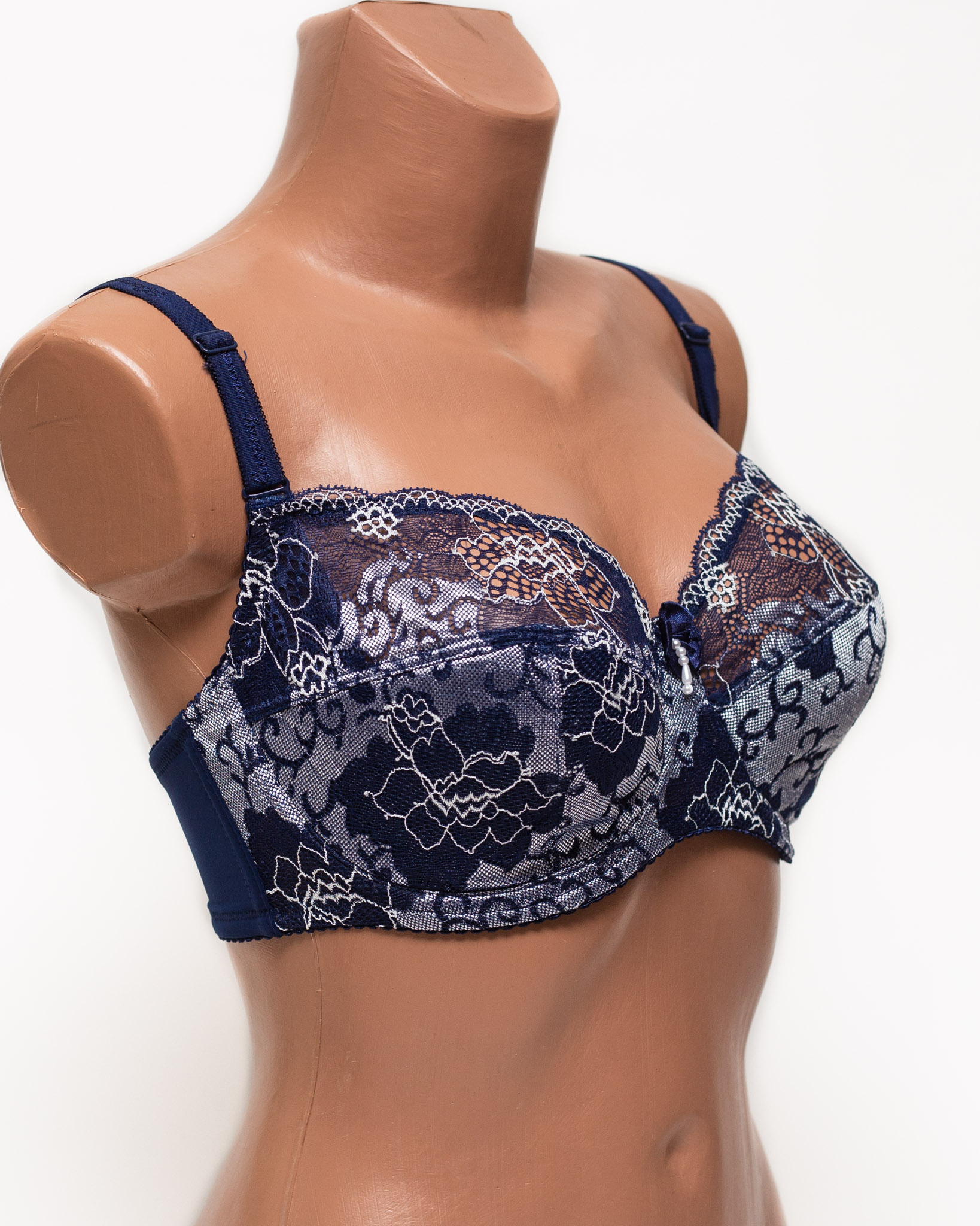 Бюстгальтер мереживний м'яка чашка на тонкому поролоні Lanny mode 11022 синій 11022-1