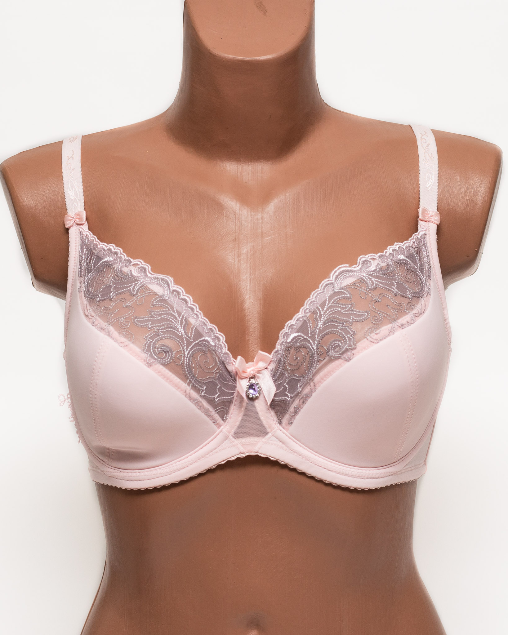 Бюстгальтер з вишивкою Lanny mode 11528 пудра 11528-2