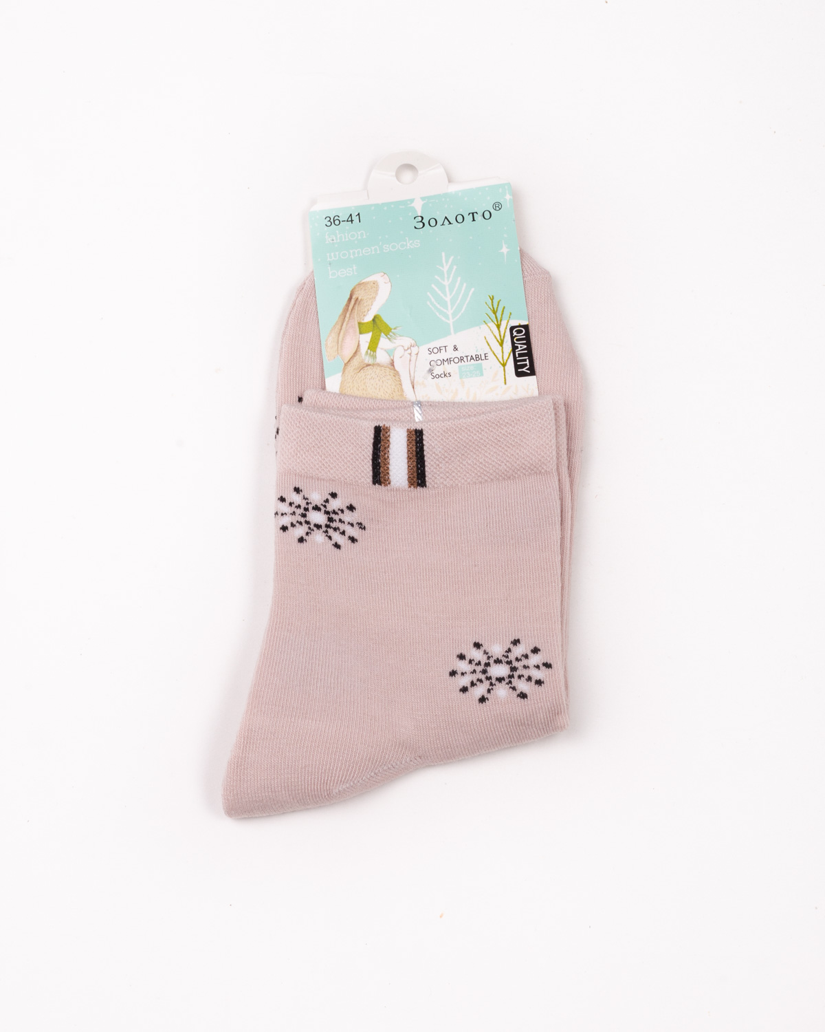 Жіночі шкарпетки з малюнком Золото пудрові 11012-6