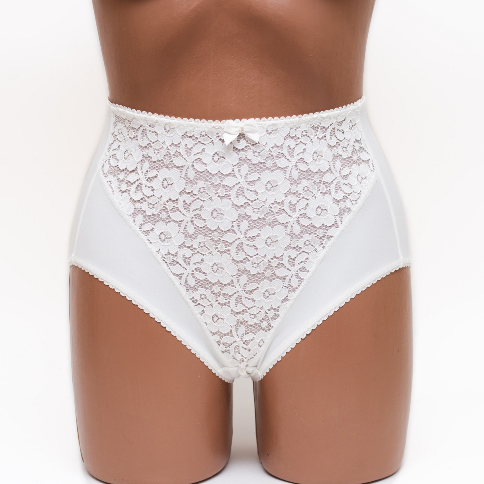 Жіночі трусики високої посадки з мереживом Anfen 5-308 молочні k3605-2 Жіночі трусики високої посадки з мереживом Anfen 5-308 молочні k3605-2