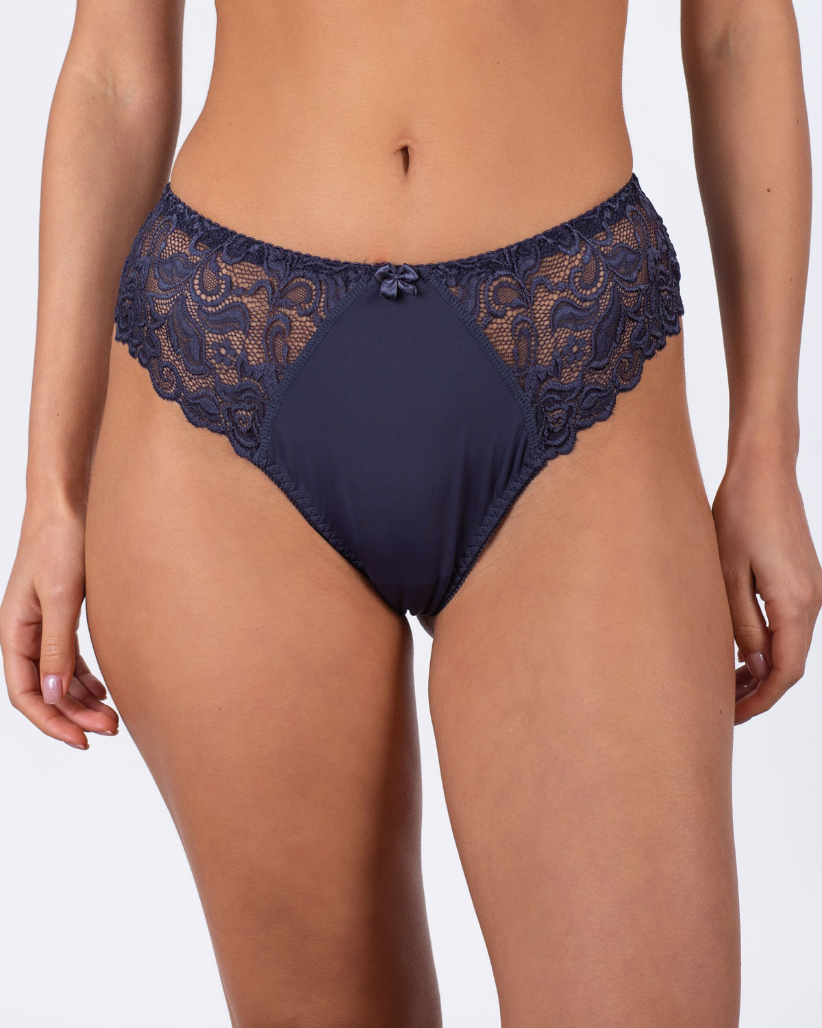 Женские трусики-стринги микрофибра с кружевом Annajolly 9863 синие k3530-9