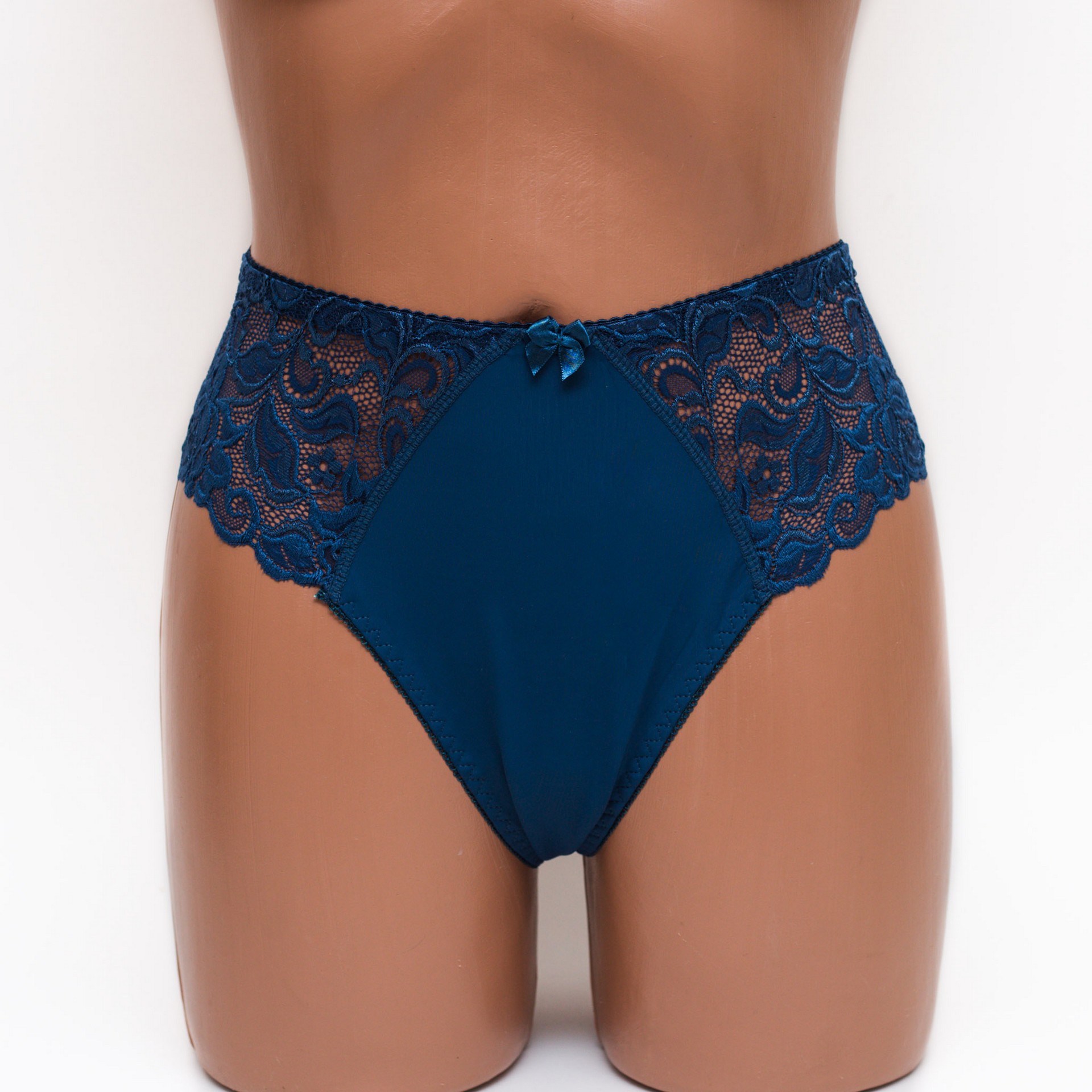 Жіночі трусики-стринги мікрофібра з мереживом Annajolly 9863 бірюзові k3530-4