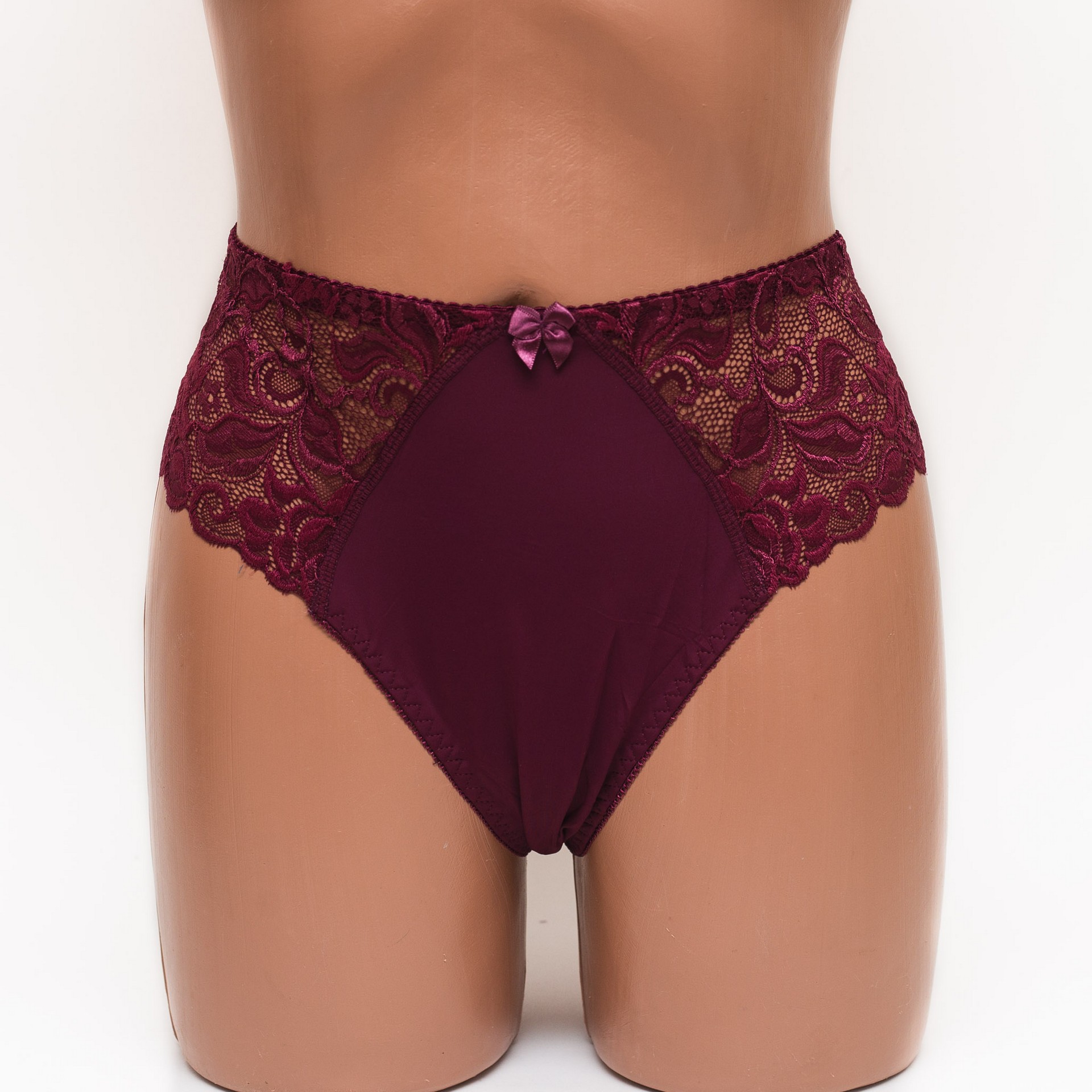 Женские трусики-стринги микрофибра с кружевом Annajolly 9863 марсала k3530-2