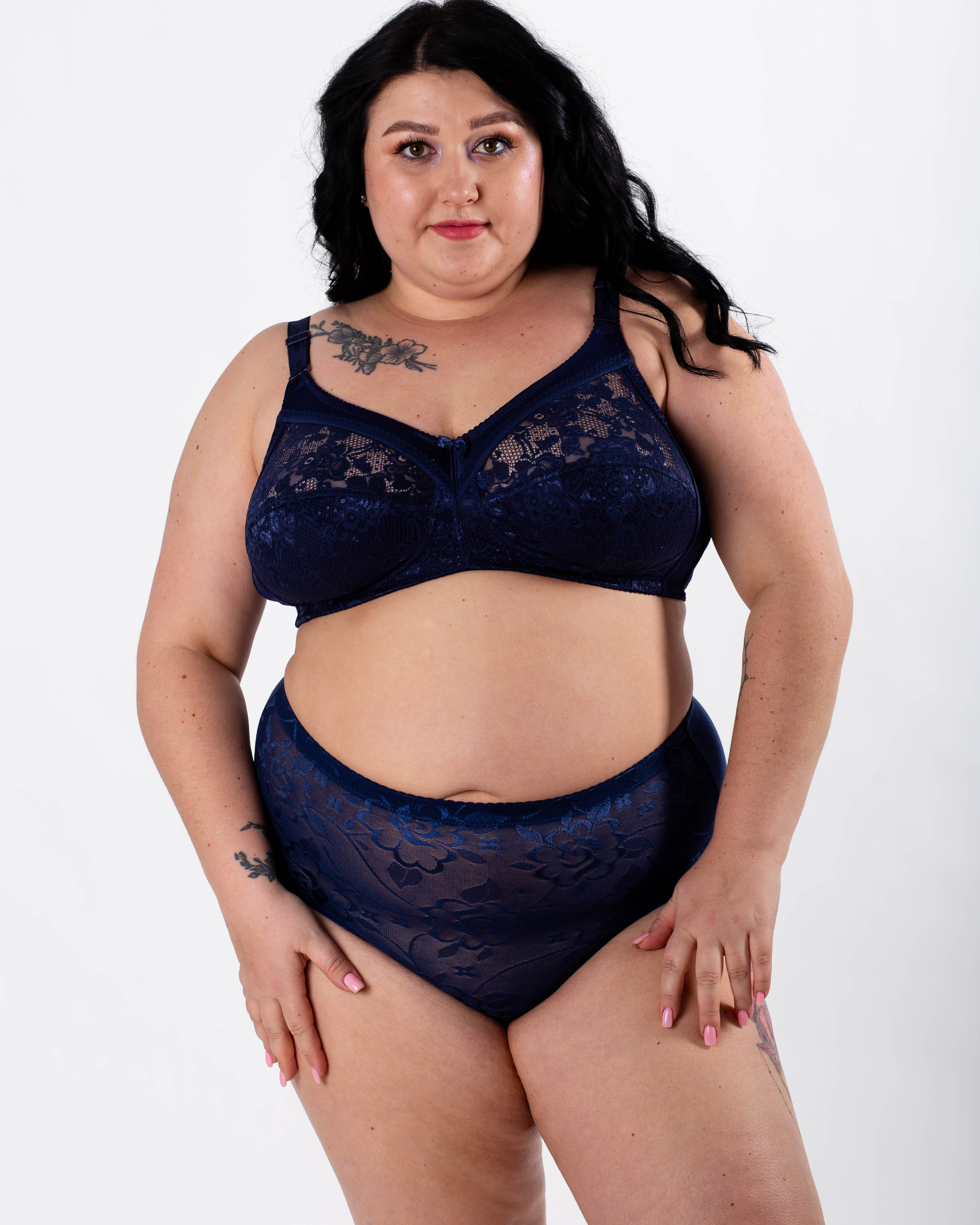 Жіночі бавовняні трусики із мереживом Anttifu 646 сині 4174-3