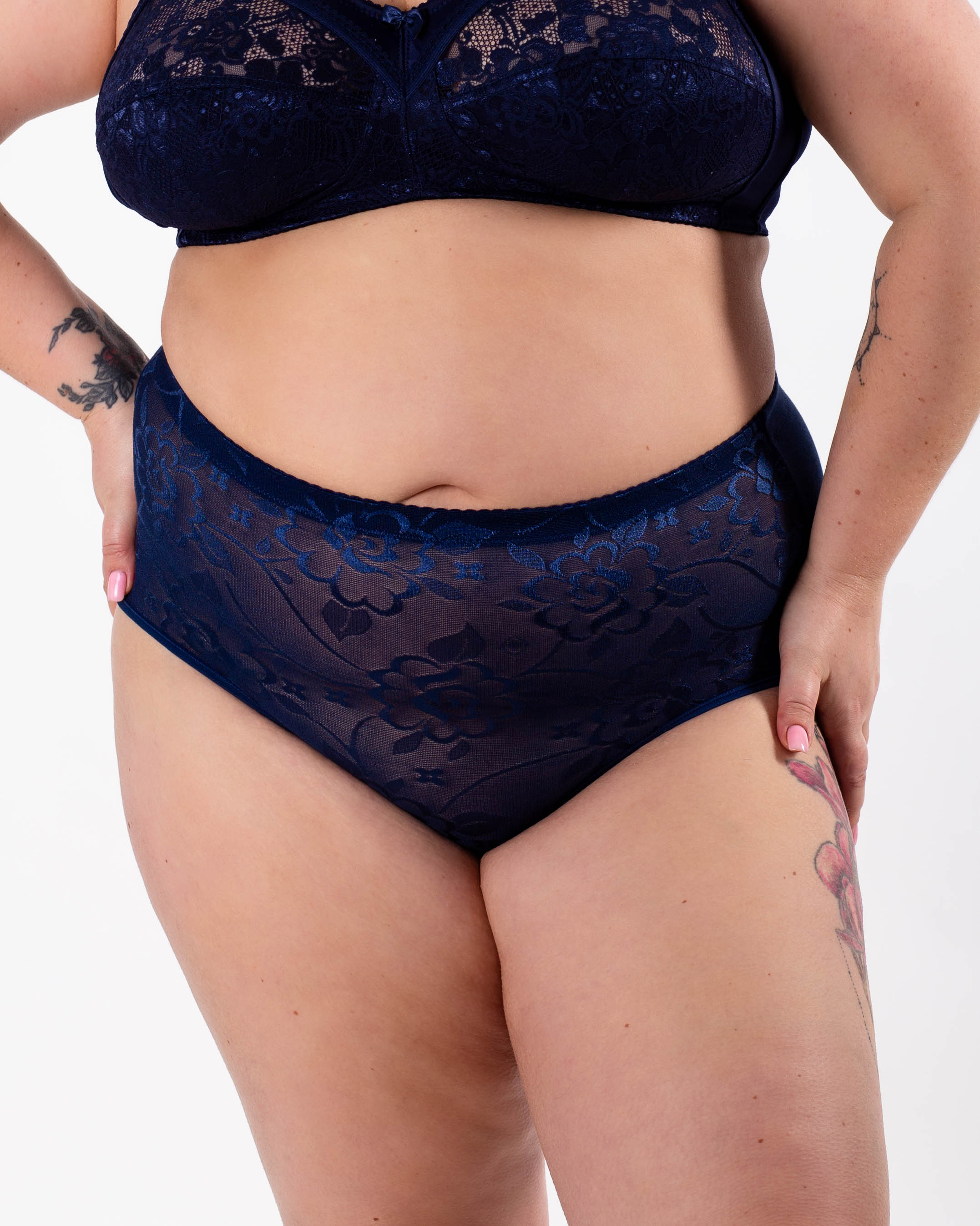 Жіночі бавовняні трусики із мереживом Anttifu 646 сині 4174-3