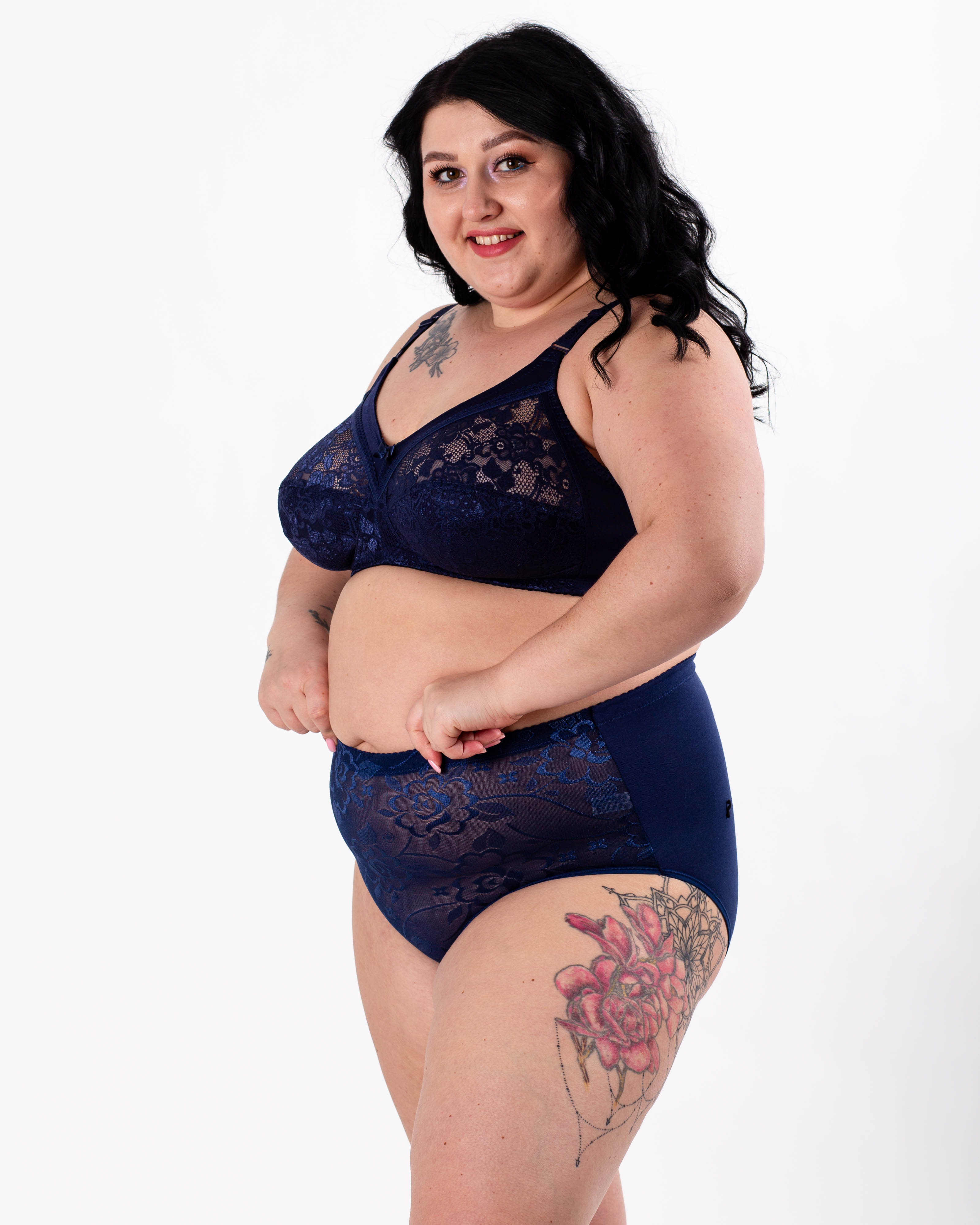 Жіночі бавовняні трусики із мереживом Anttifu 646 сині 4174-3