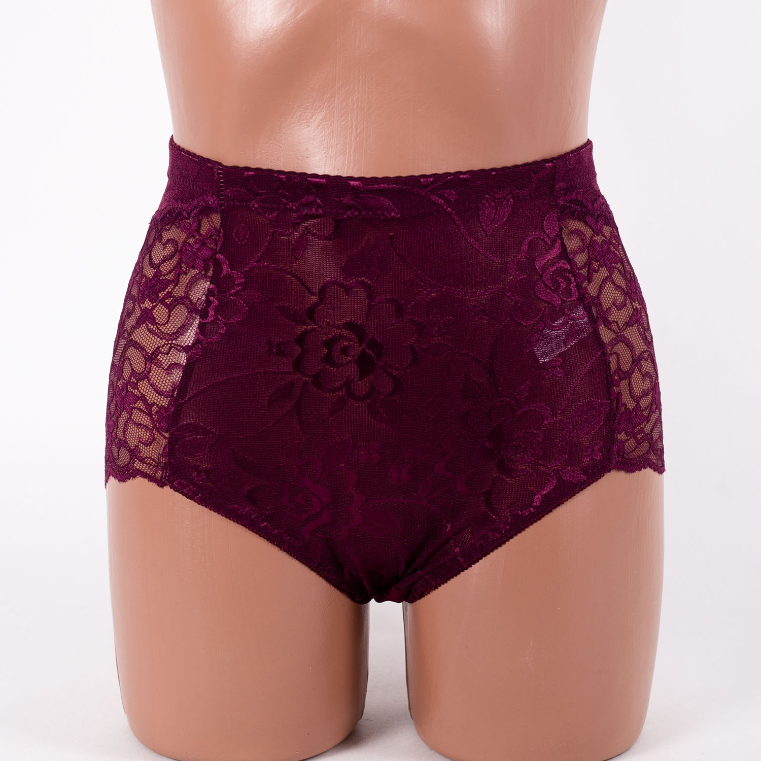 Трусики жіночі мереживні завищена посадка Anttifu 676 марсала 4267-2