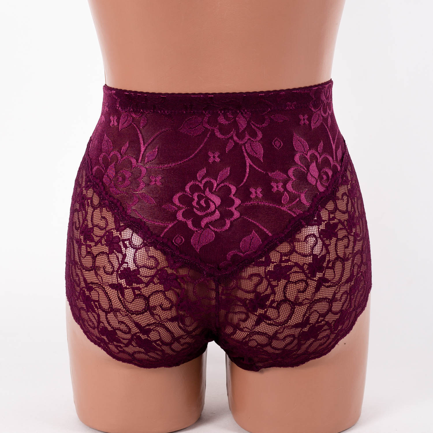 Трусики жіночі мереживні завищена посадка Anttifu 676 марсала 4267-2