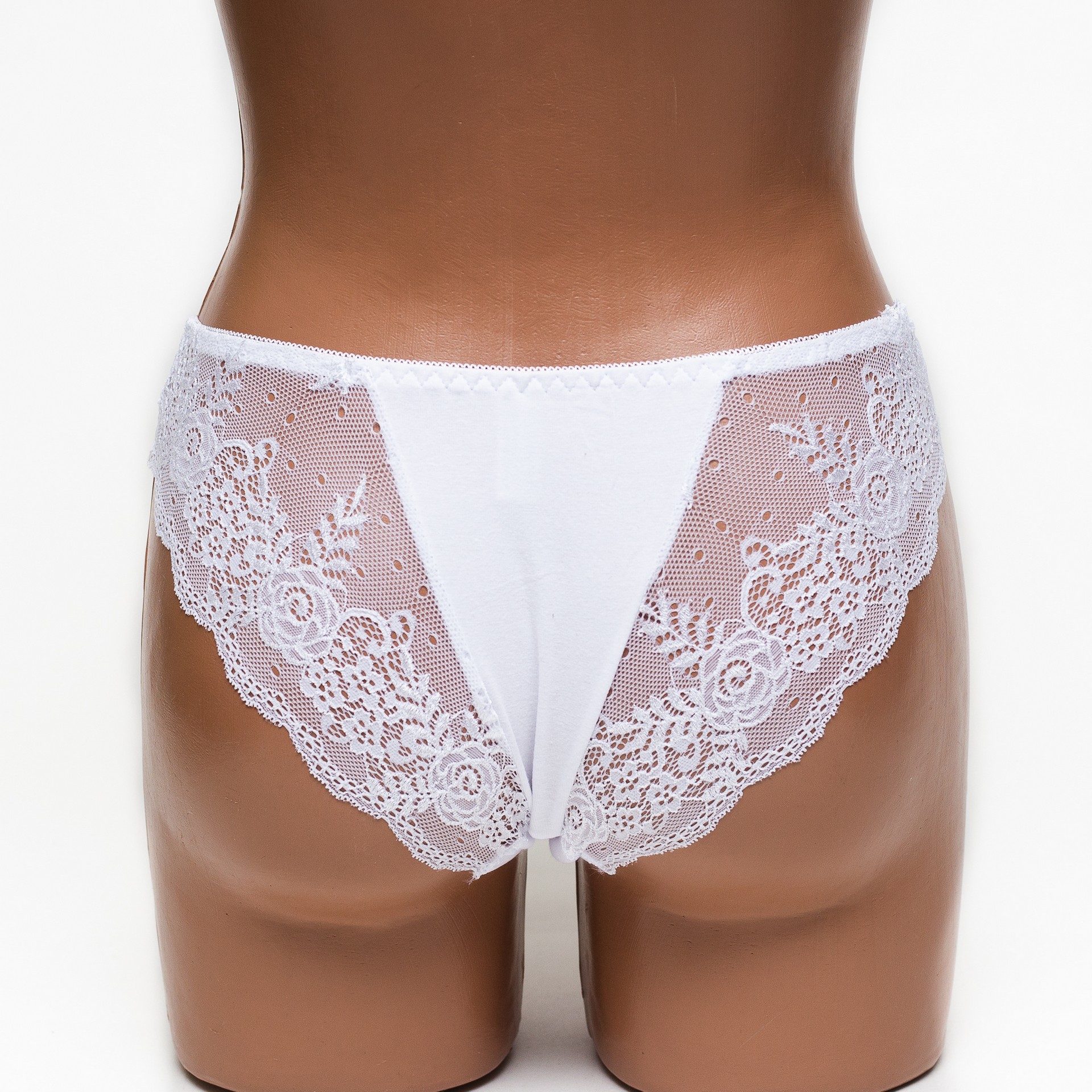 Женские трусики хлопок с кружевом Anttifu 7346 белые k3580-2