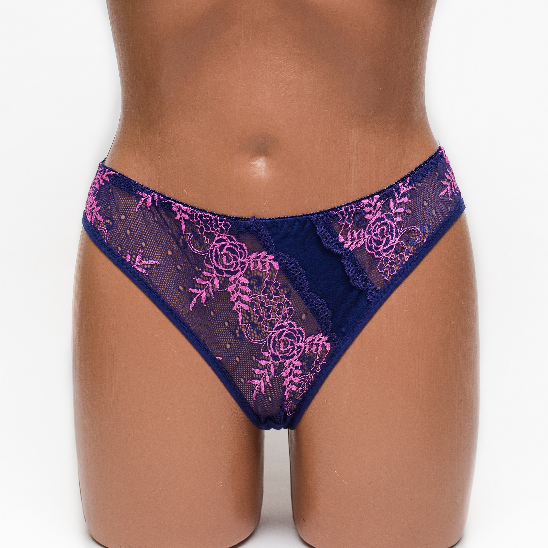Женские трусики хлопок с кружевом Anttifu 7346 синие k3580-3