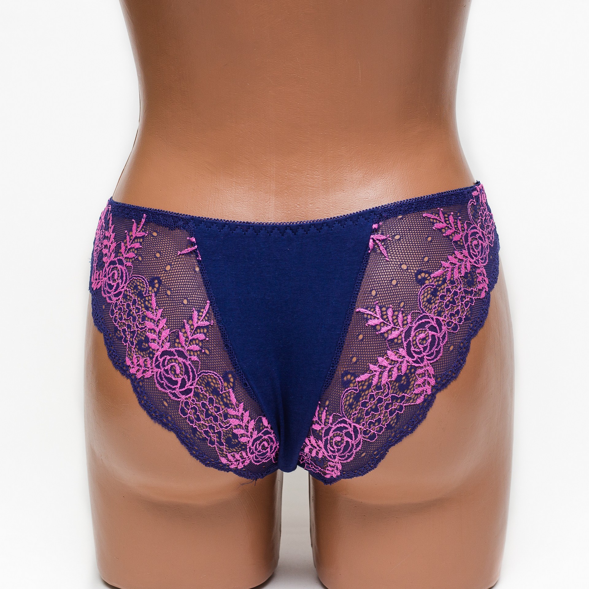Женские трусики хлопок с кружевом Anttifu 7346 синие k3580-3