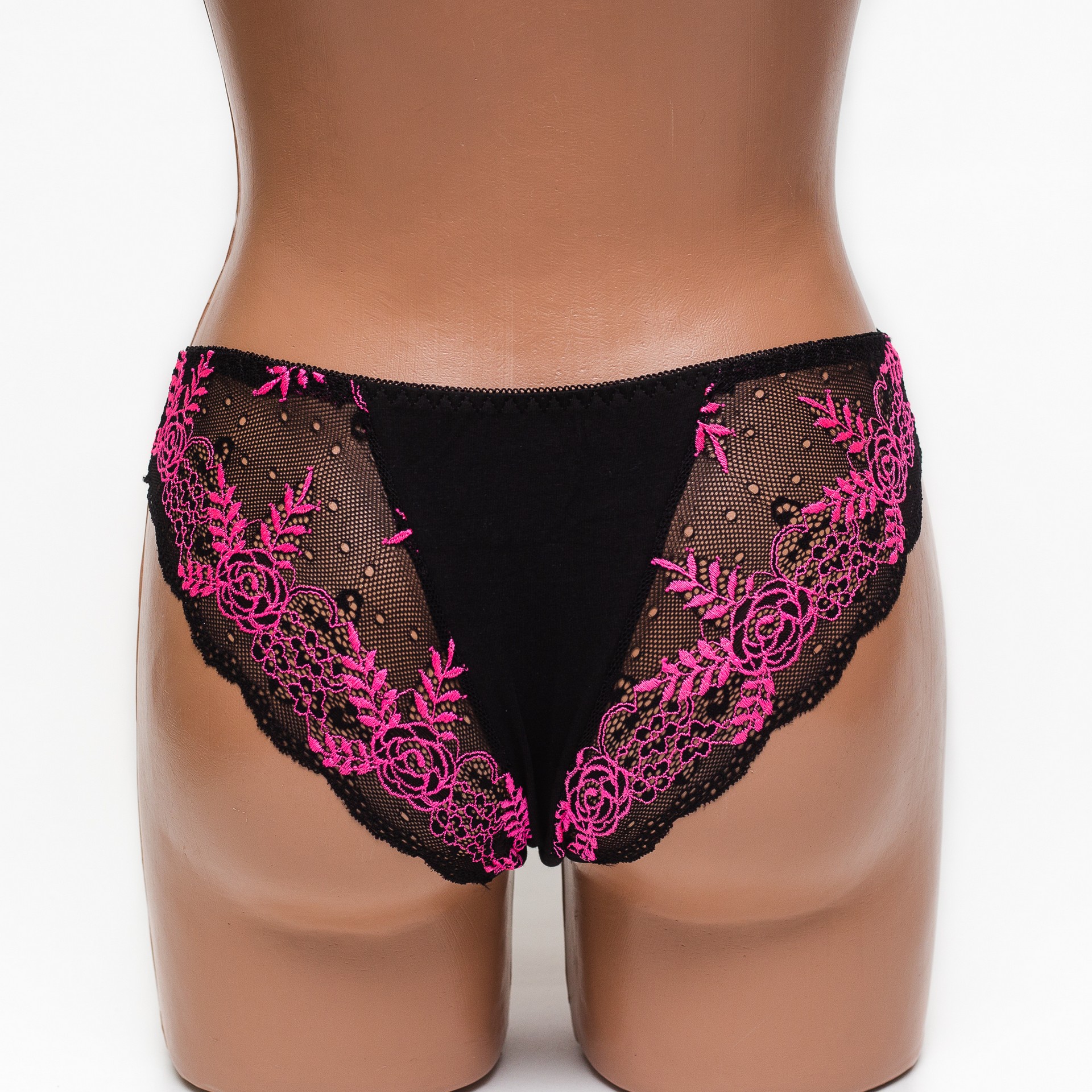 Женские трусики хлопок с кружевом Anttifu 7346 черные k3580-4