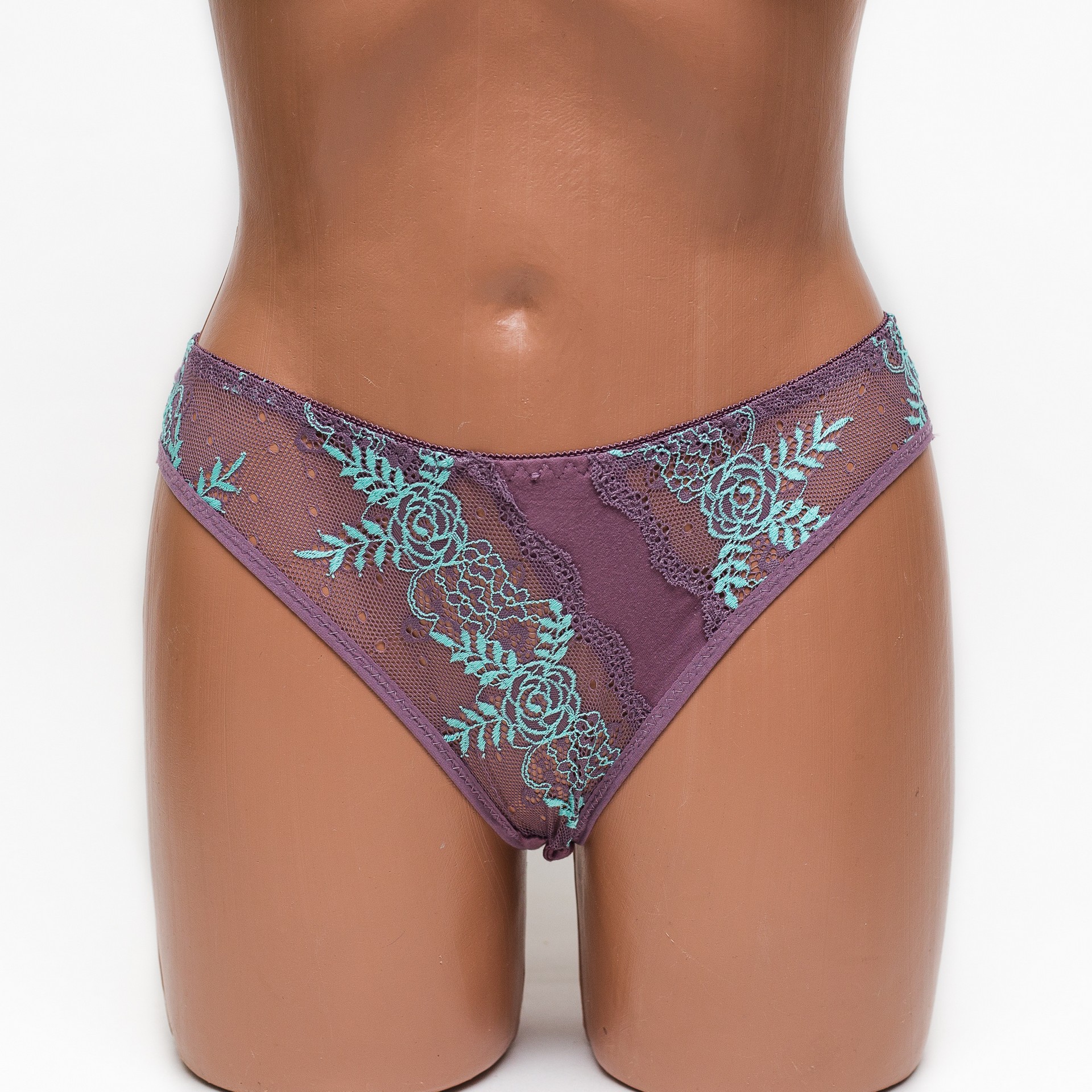 Женские трусики хлопок с кружевом Anttifu 7346 мокко k3580-7