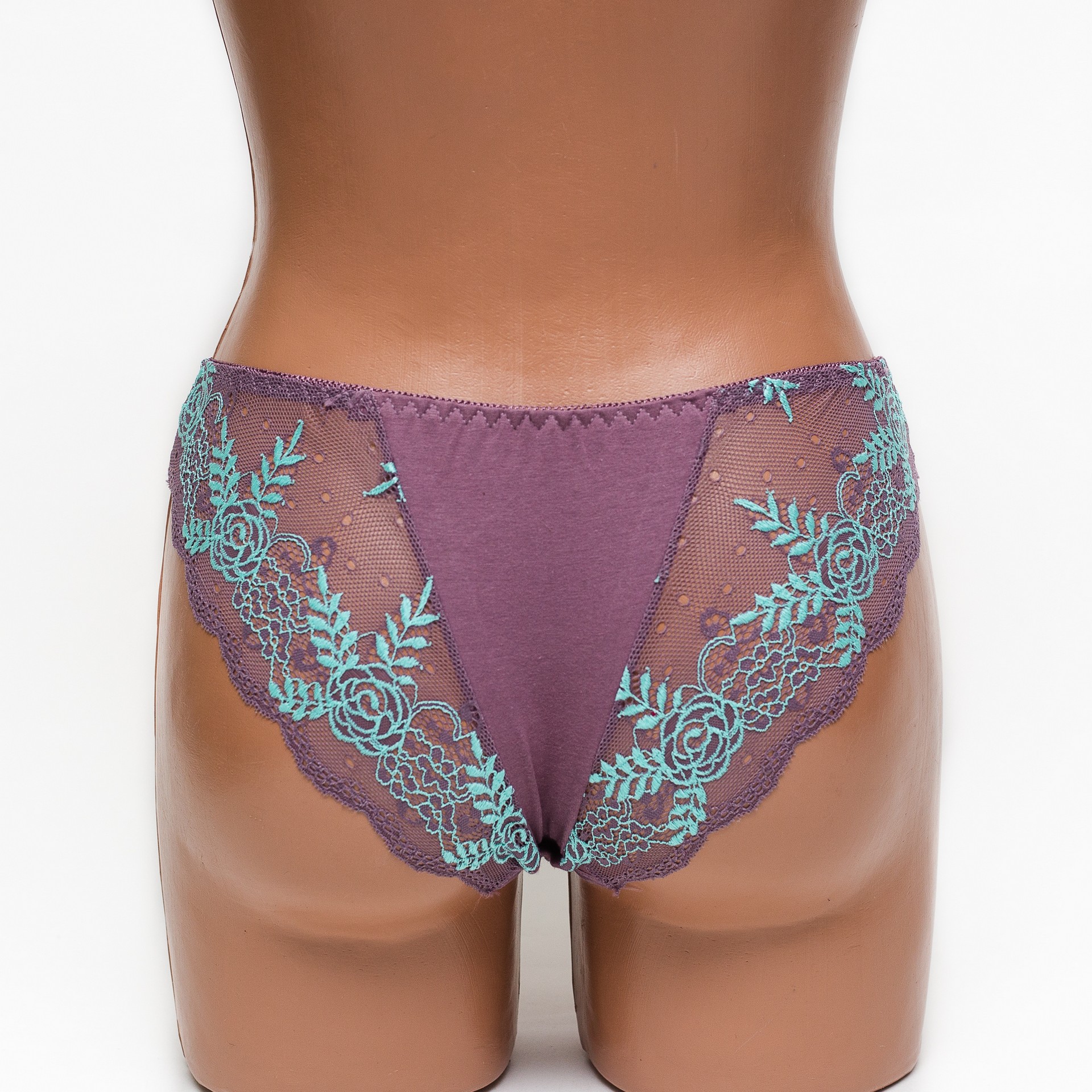 Женские трусики хлопок с кружевом Anttifu 7346 мокко k3580-7