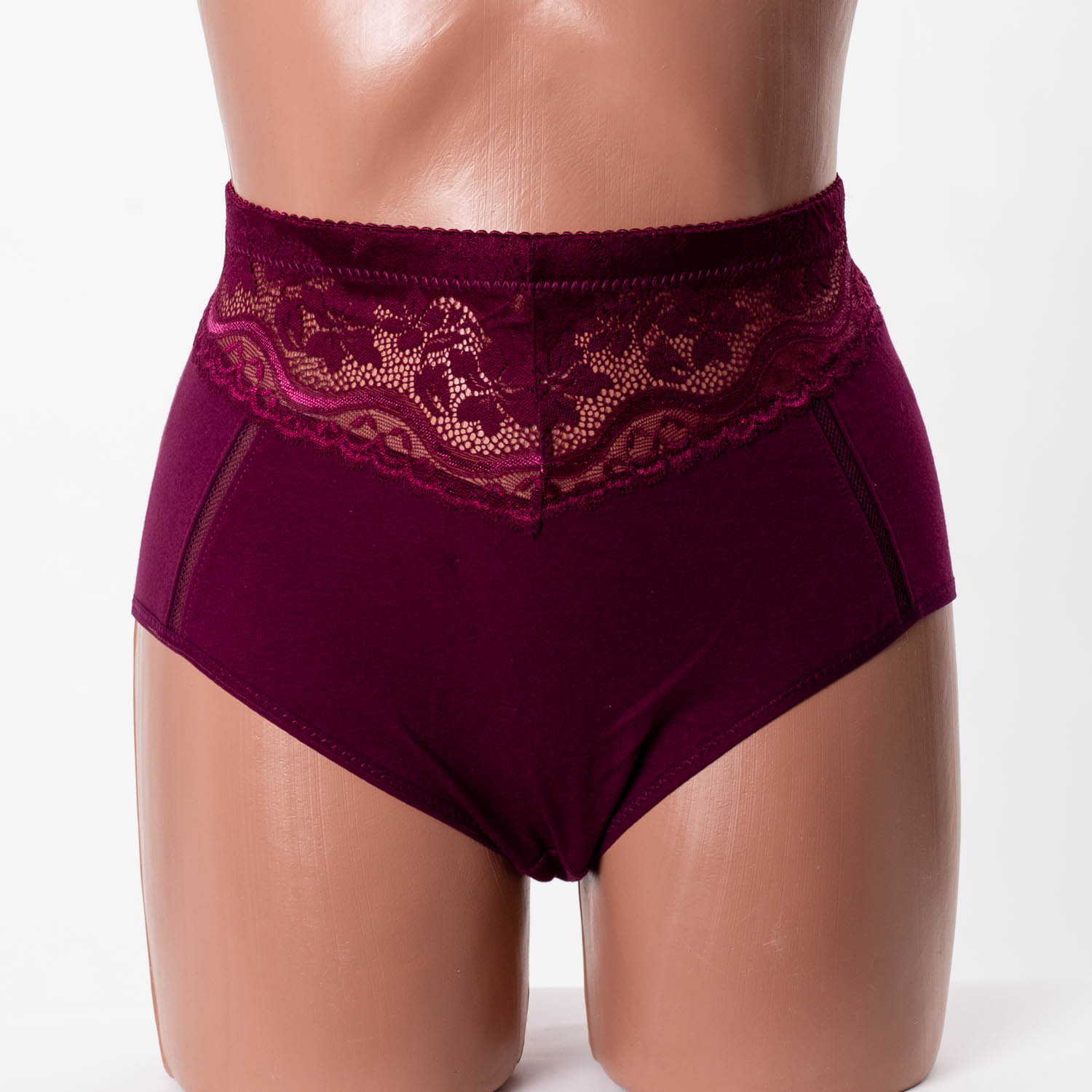 Женские хлопковые трусики высокой посадки Anttifu 7766 марсала k3732-7