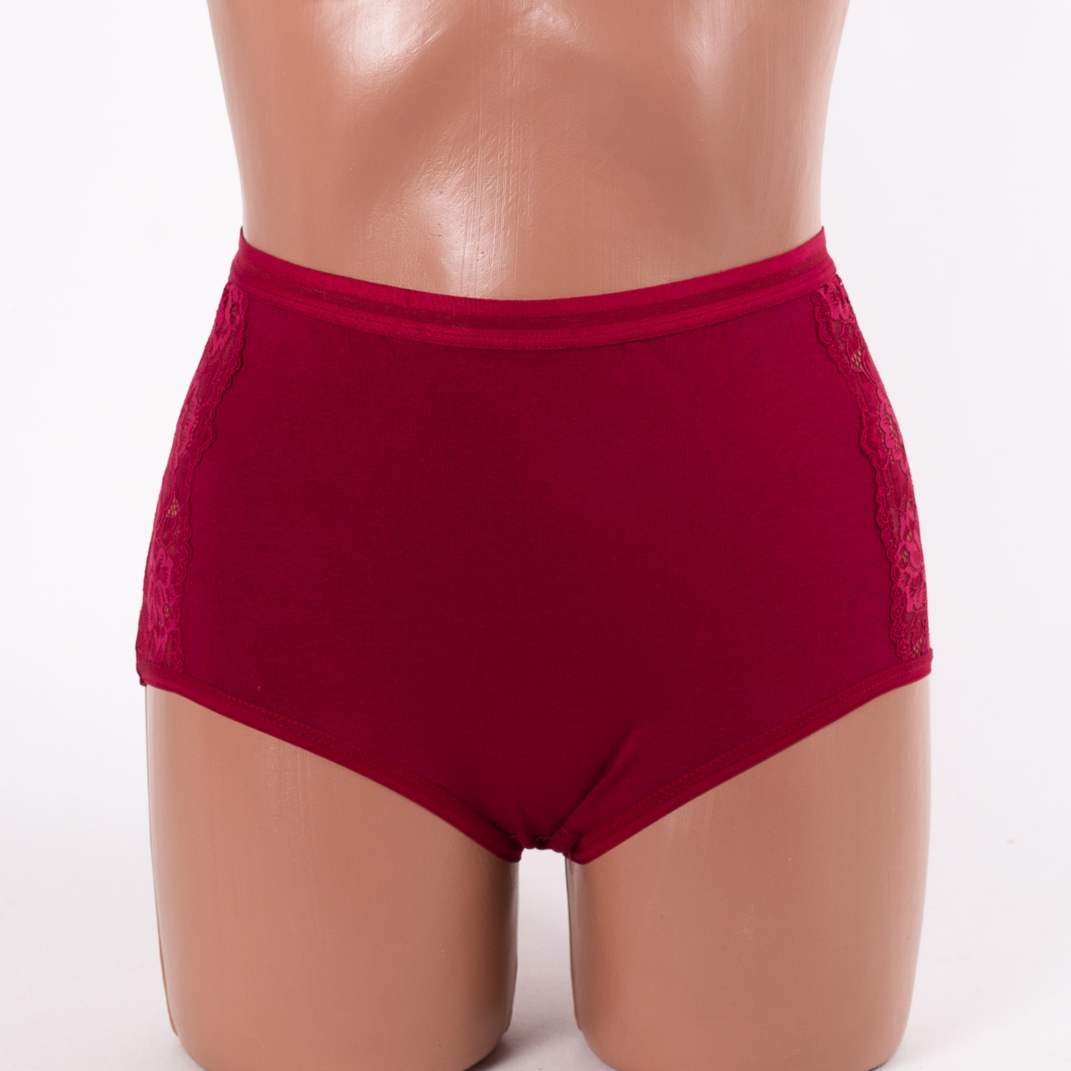 Жіночі труси бавовна підвищеної посадки Anttifu 9263 бордові 4256-1