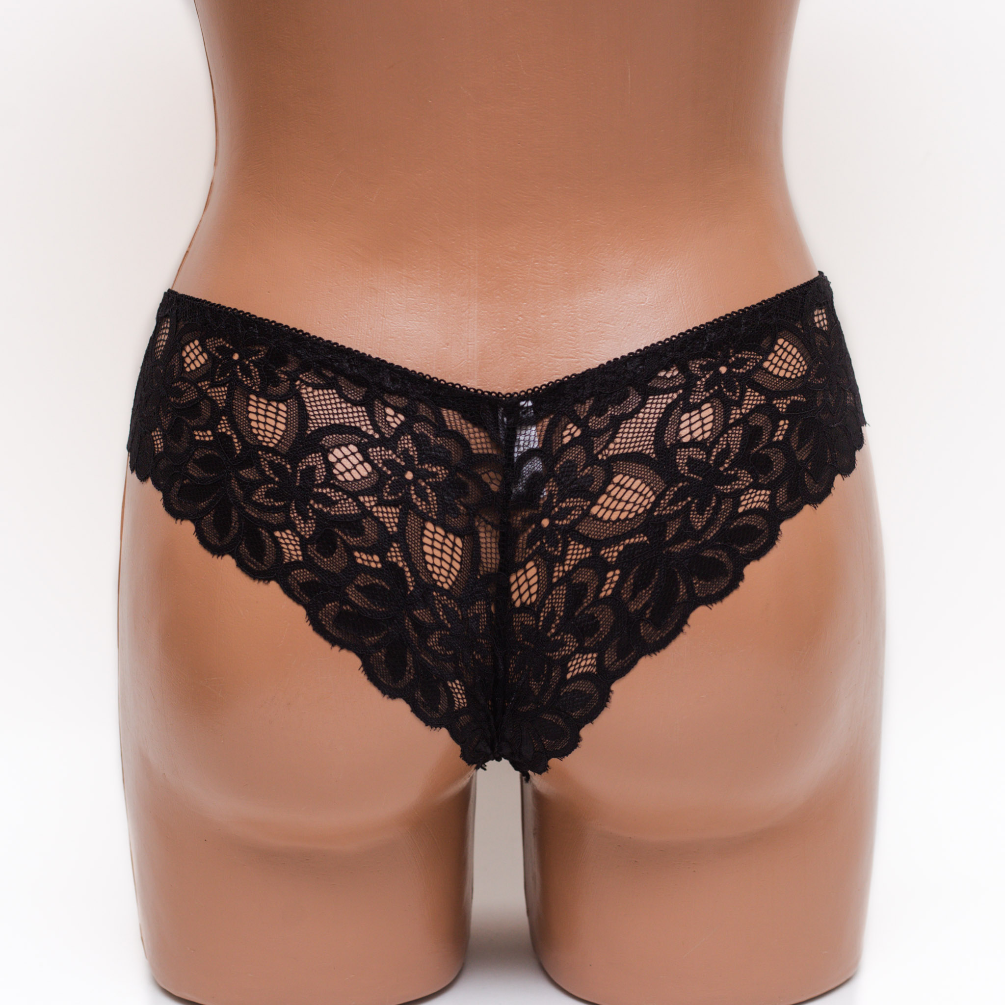 Женские кружевные трусики стринги Biweier 354 черные 3854-6