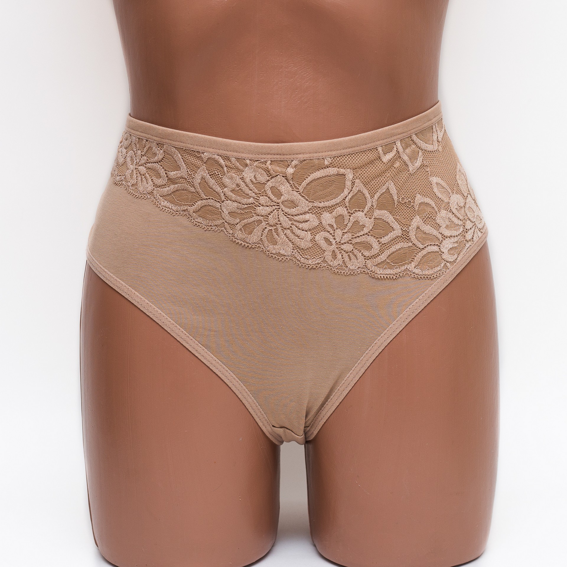Трусики жіночі сліп бавовна з мереживом MDL 4003 капучино k3449-19
