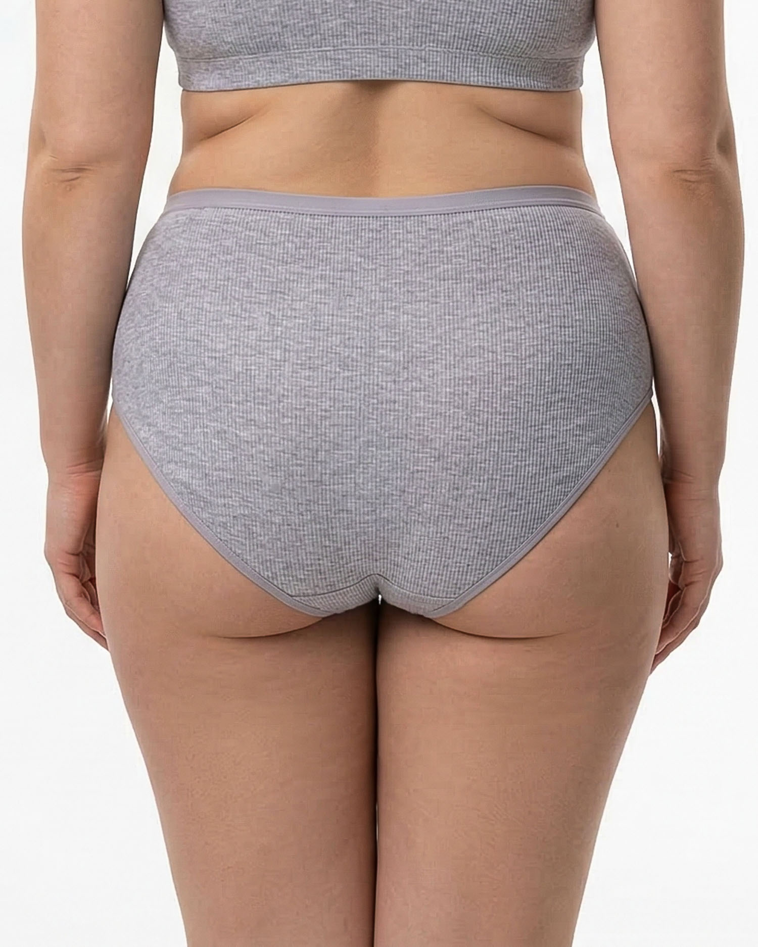 Жіночі труси завищеної посадки трикотаж-рубчик Wiwi 5203 сірі меланж 4468-11