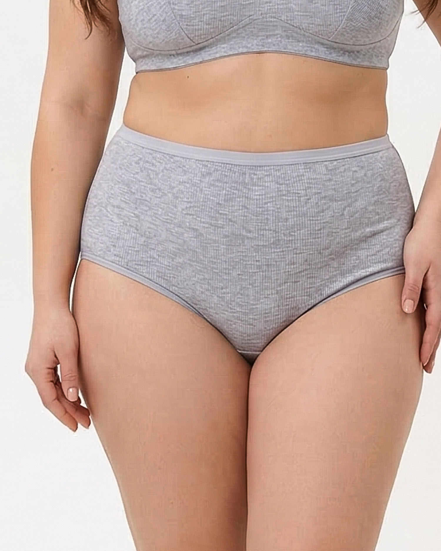 Жіночі труси завищеної посадки трикотаж-рубчик Wiwi 5203 сірі меланж 4468-11
