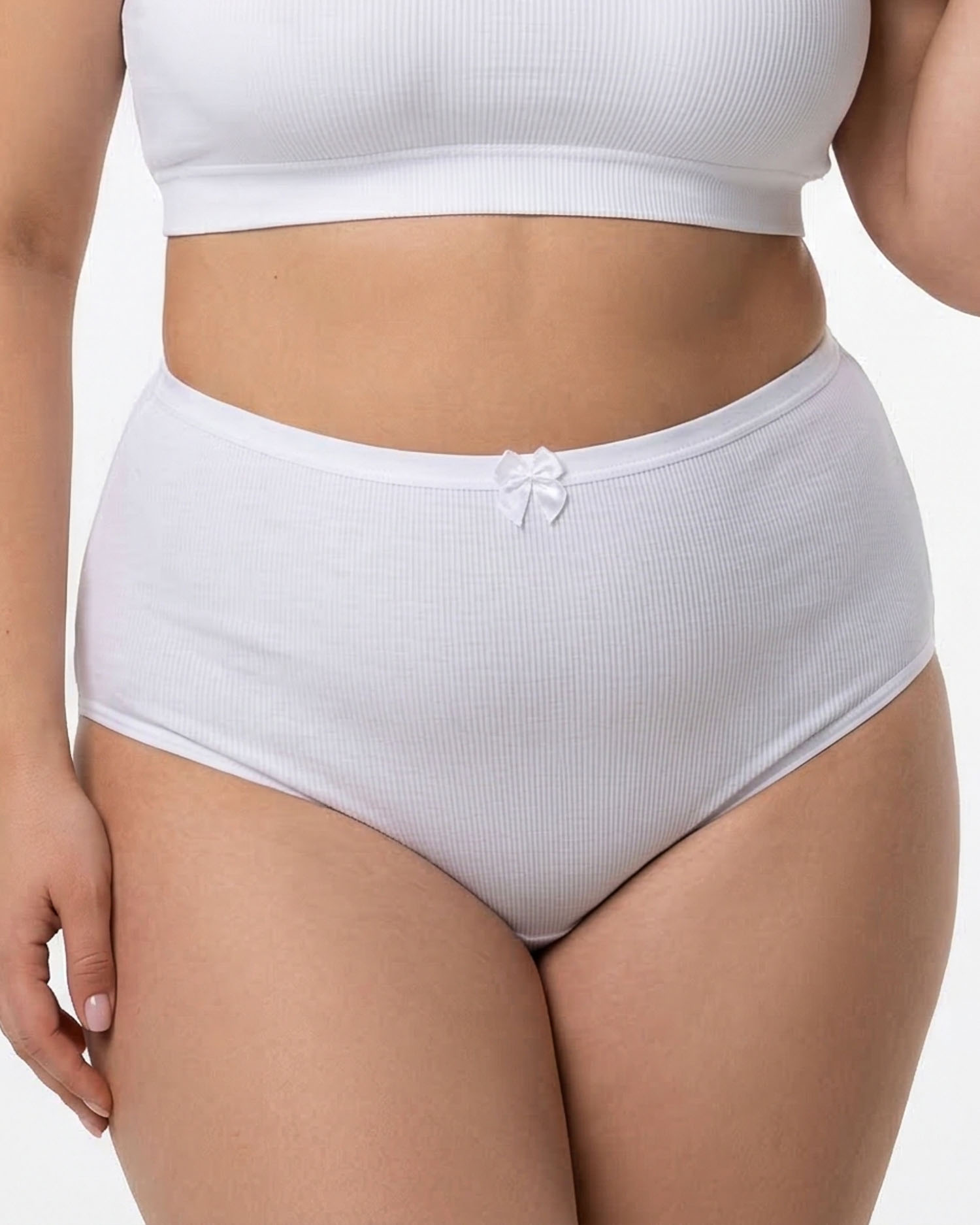Жіночі труси завищеної посадки трикотаж-рубчик Wiwi 5203 білі 4468-2