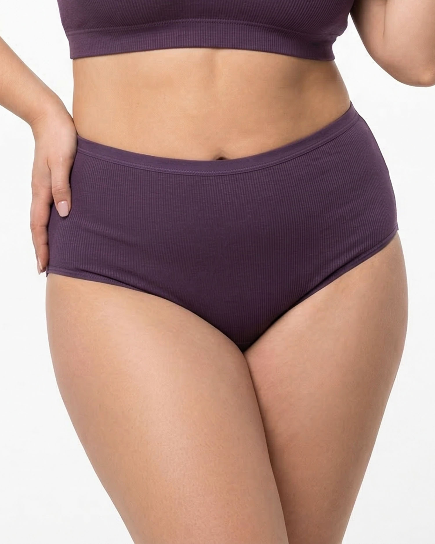 Жіночі труси завищеної посадки трикотаж-рубчик Wiwi 5203 фіолетові 4468-4