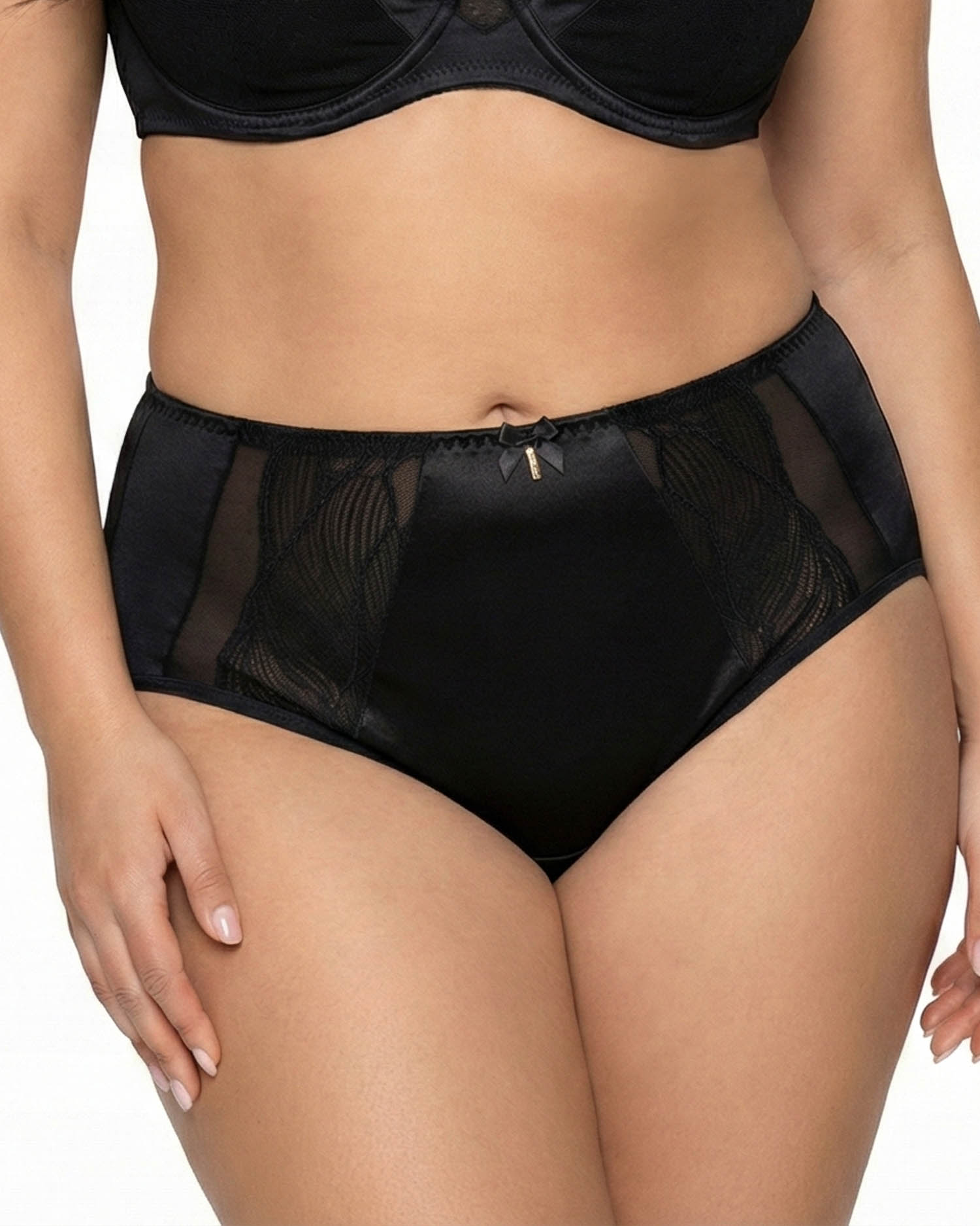 Жіночі труси атлас мікрофібра з вишивкою Wiwi 90012 чорні 4457-4