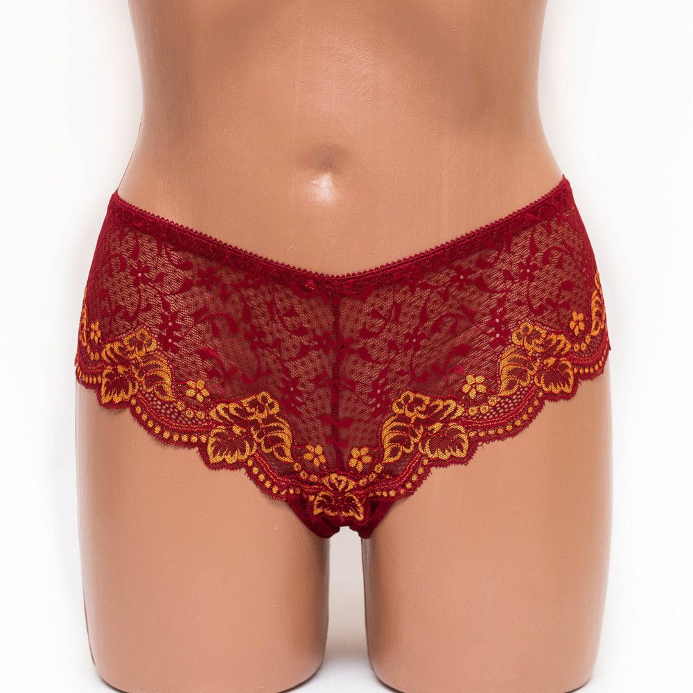 Трусики женские бразилиана кружевные Mia 197 бордовые k3384-1
