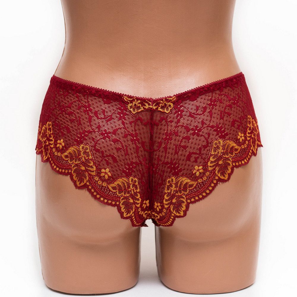Трусики женские бразилиана кружевные Mia 197 бордовые k3384-1