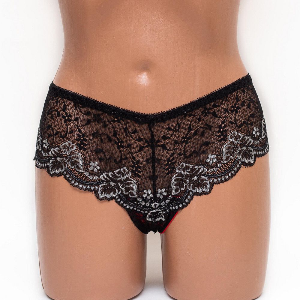 Трусики женские бразилиана кружевные Mia 197 черные k3384-3
